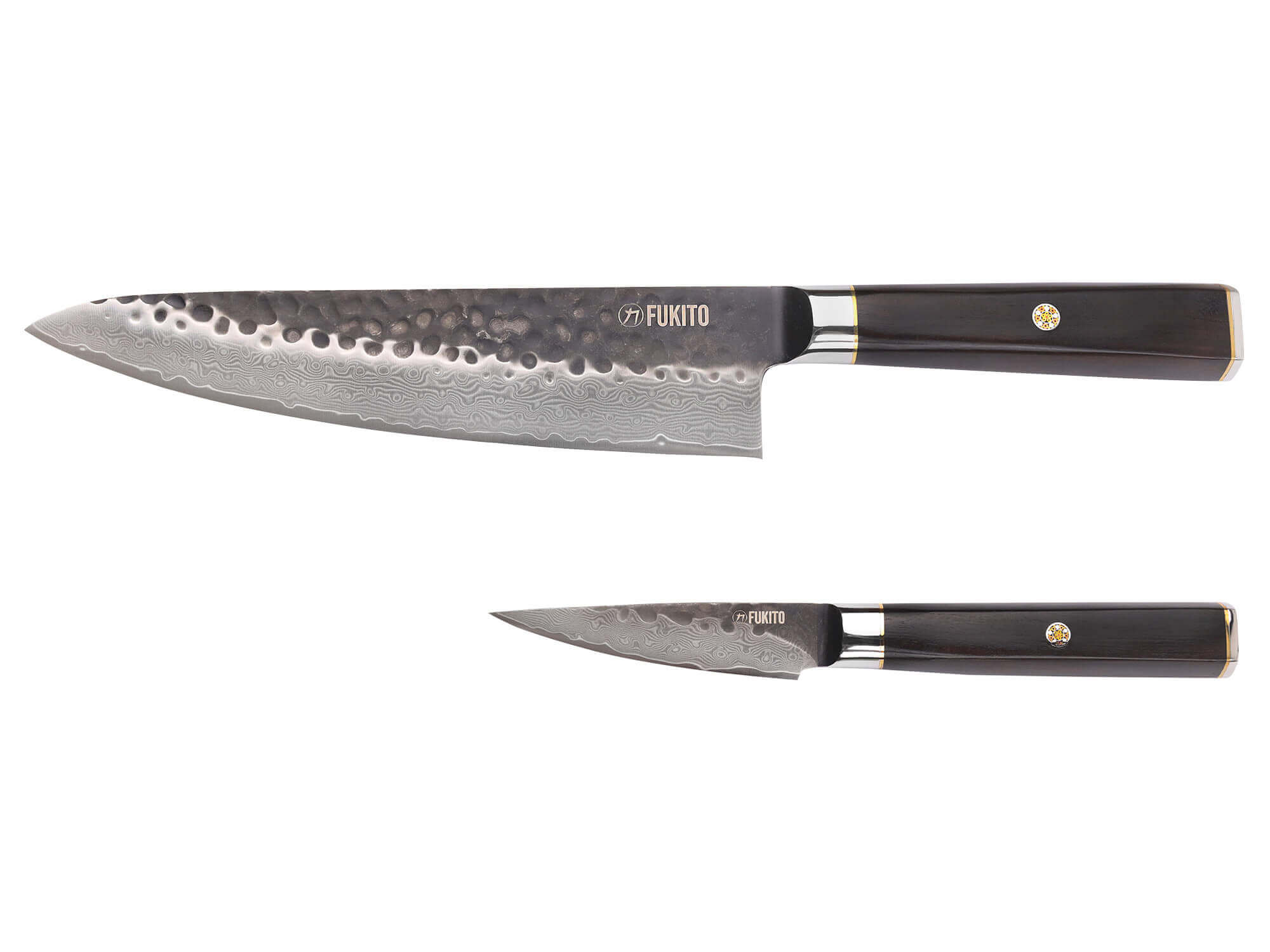 Coffret 2 couteaux de cuisine Ébène Damas 10Cr, FUKITO