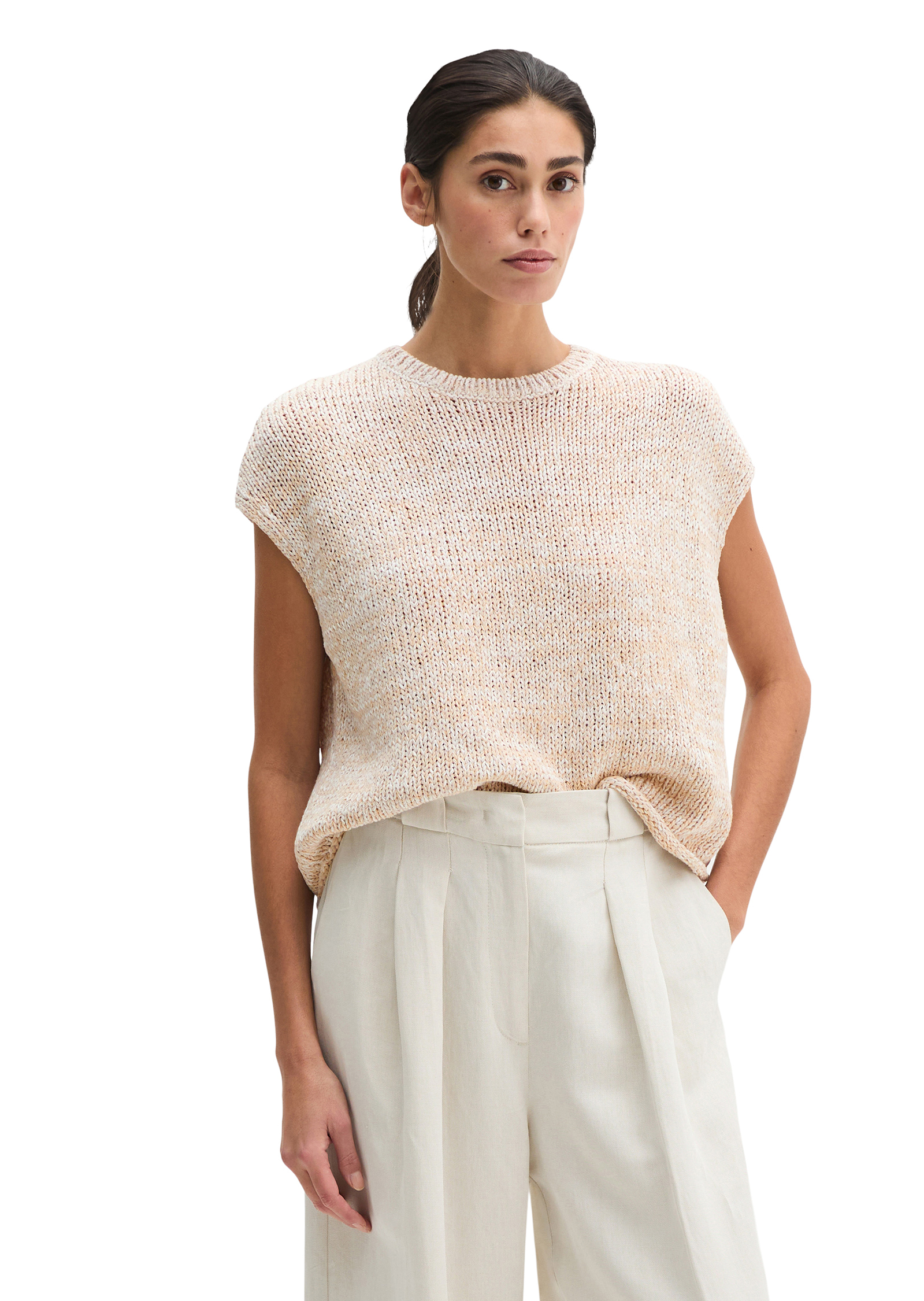 Pull en maille sans manches oversized en fil à bandelettes, MARC O'POLO