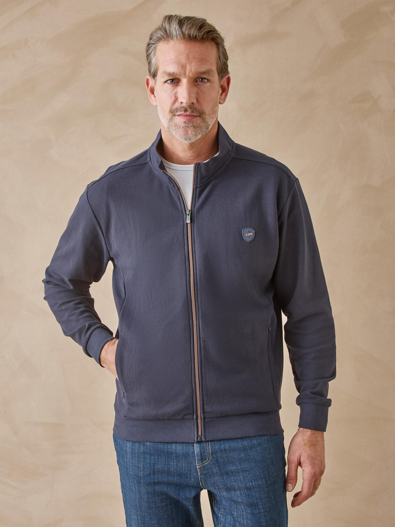 Gilet en maille piquée zippé, DAXON