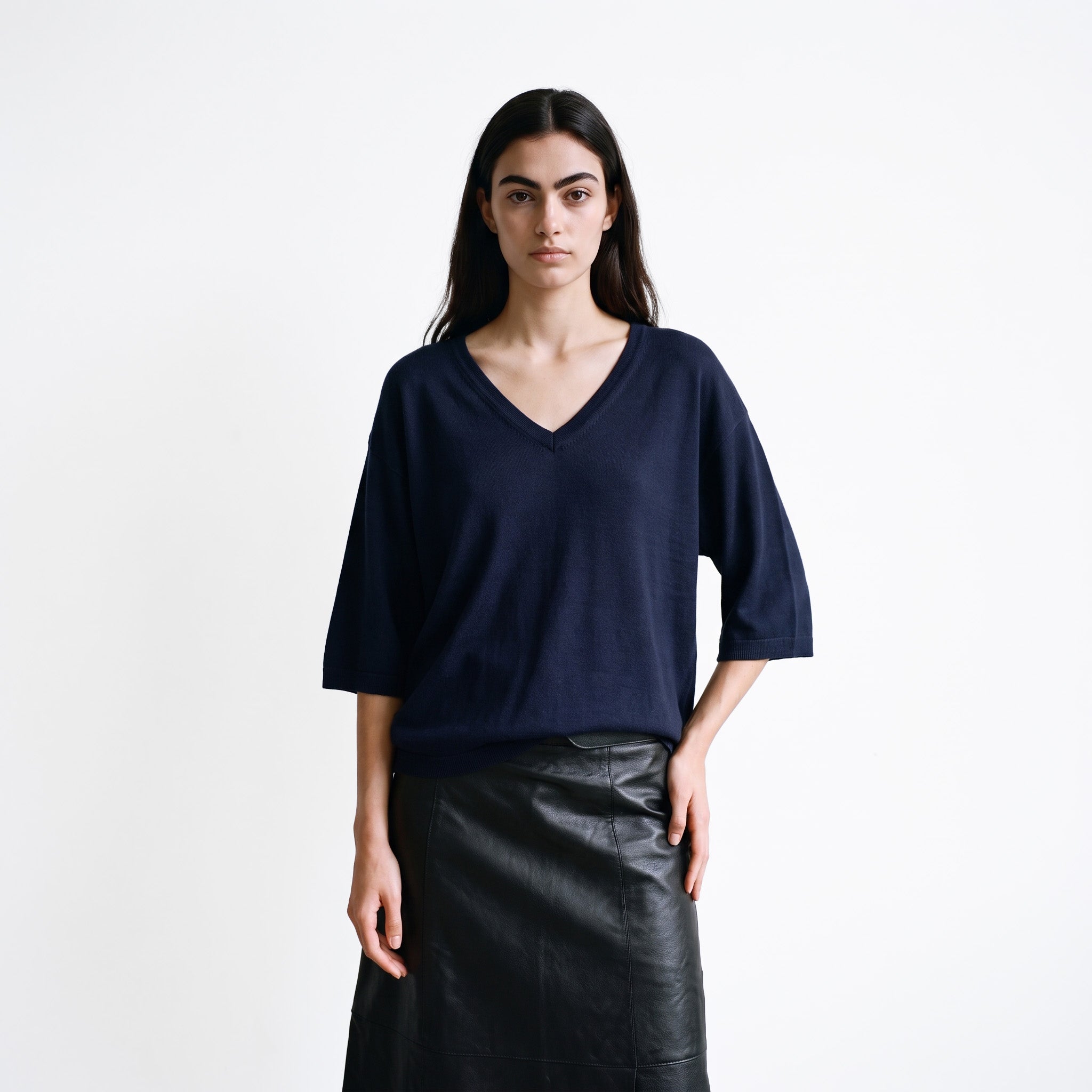 Pull col en V manches 3/4 coupe ample FLAURA, ARTLOVE