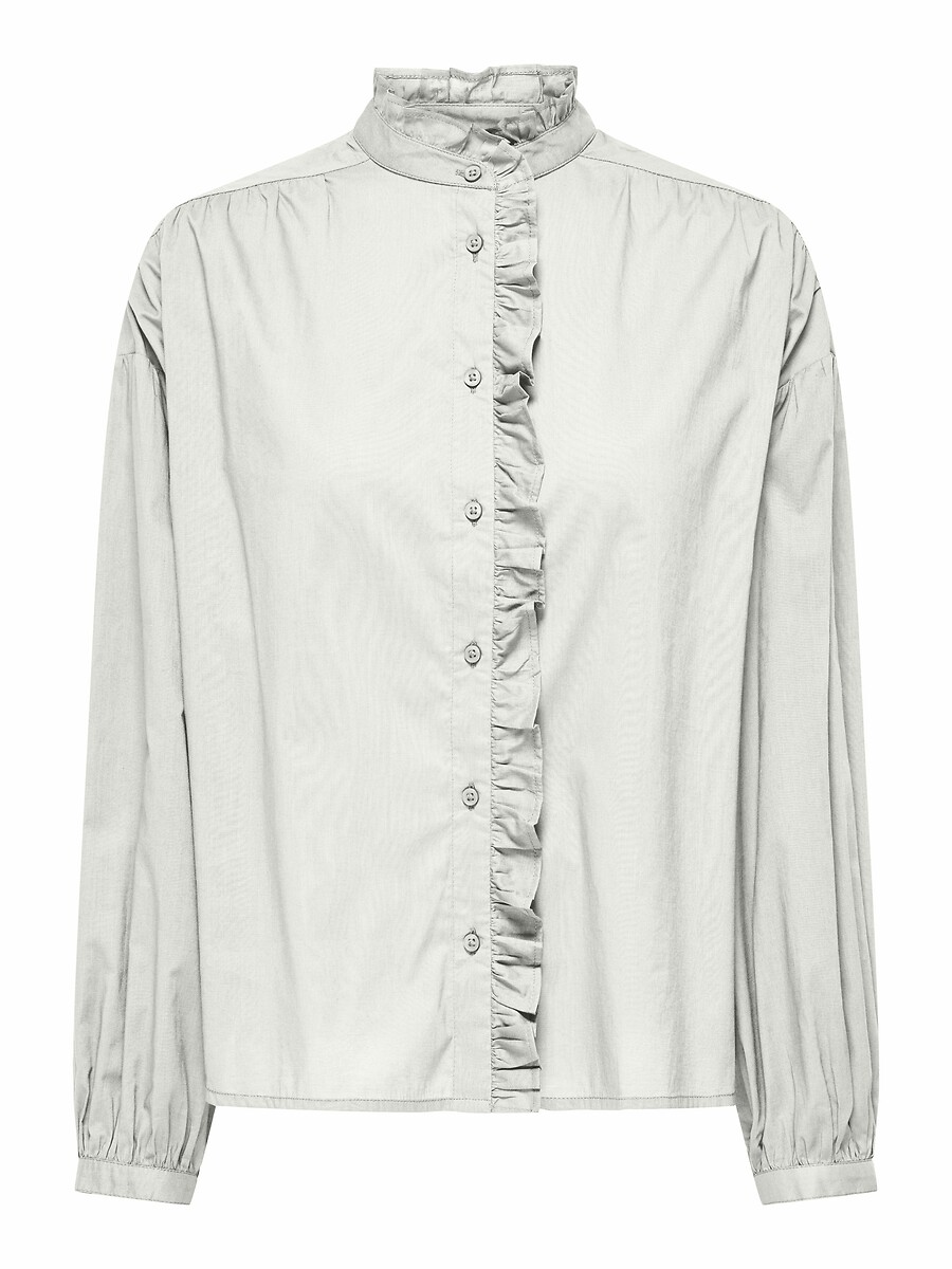 Blouse met volant, opstaande kraag