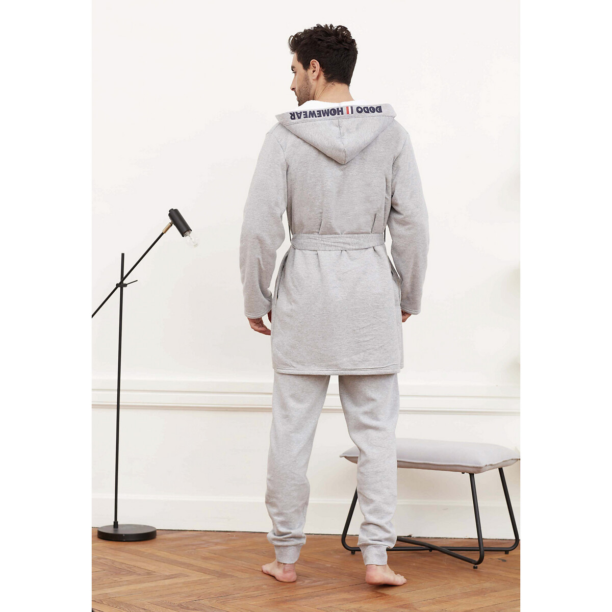 Product photograph of Beau Frenchy Hooded Bathrobe With Sherpa Lining from La Redoute UK.