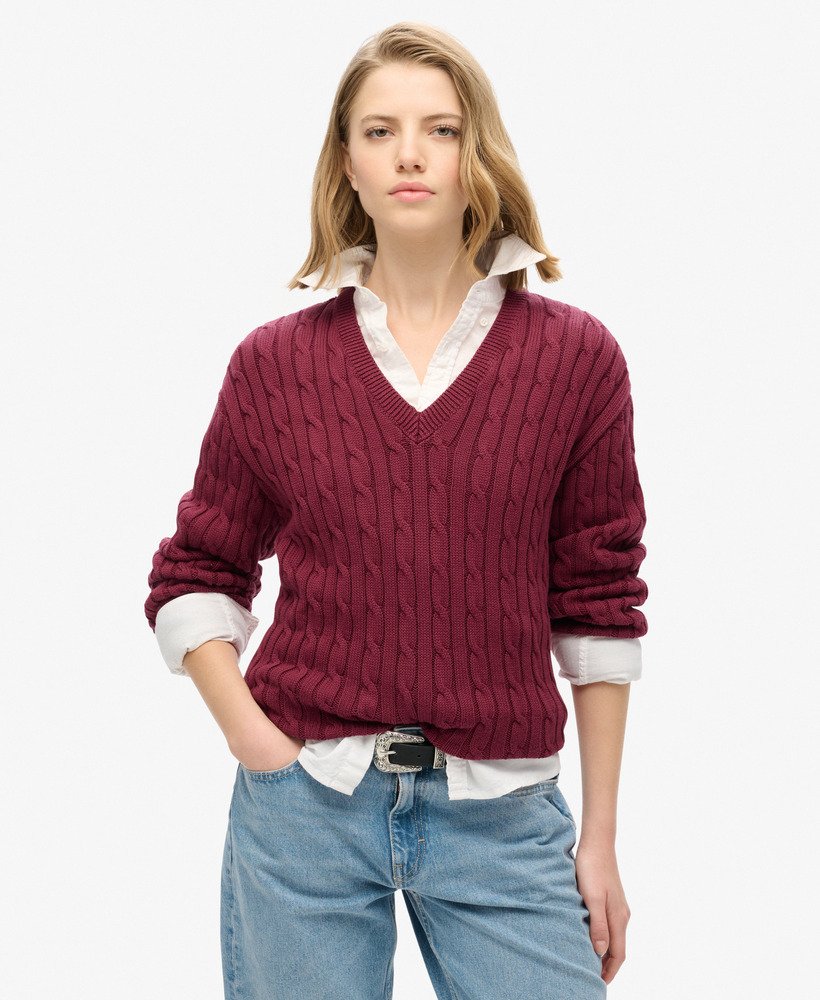 Pull oversize torsadé à col V, SUPERDRY