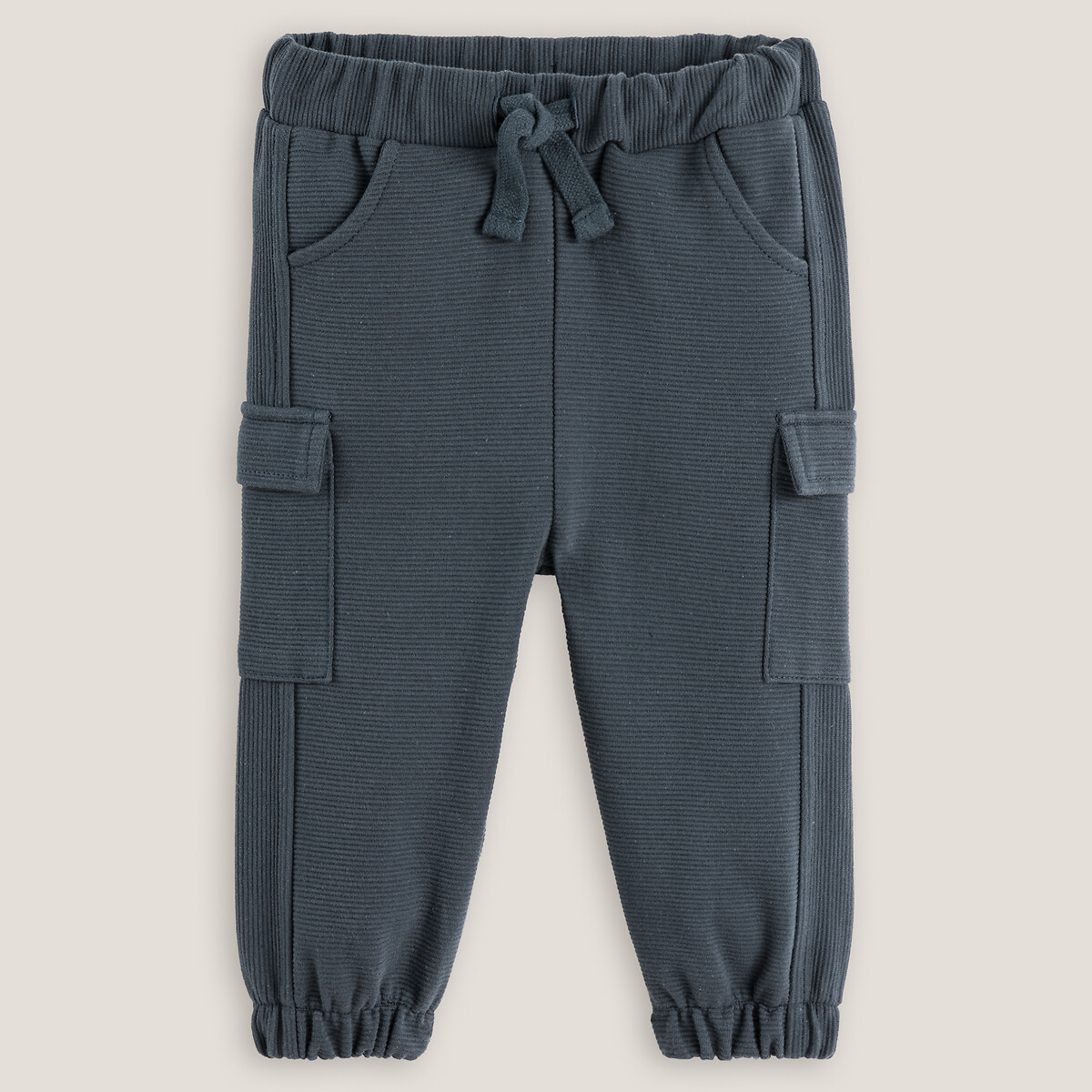 Cotton ottoman knit joggers, navy blue, La Redoute Collections | La Redoute