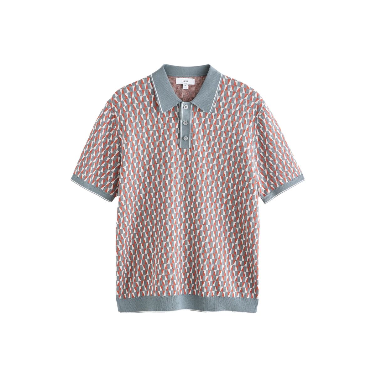 Polo en maille à motif géométrique, NEXT