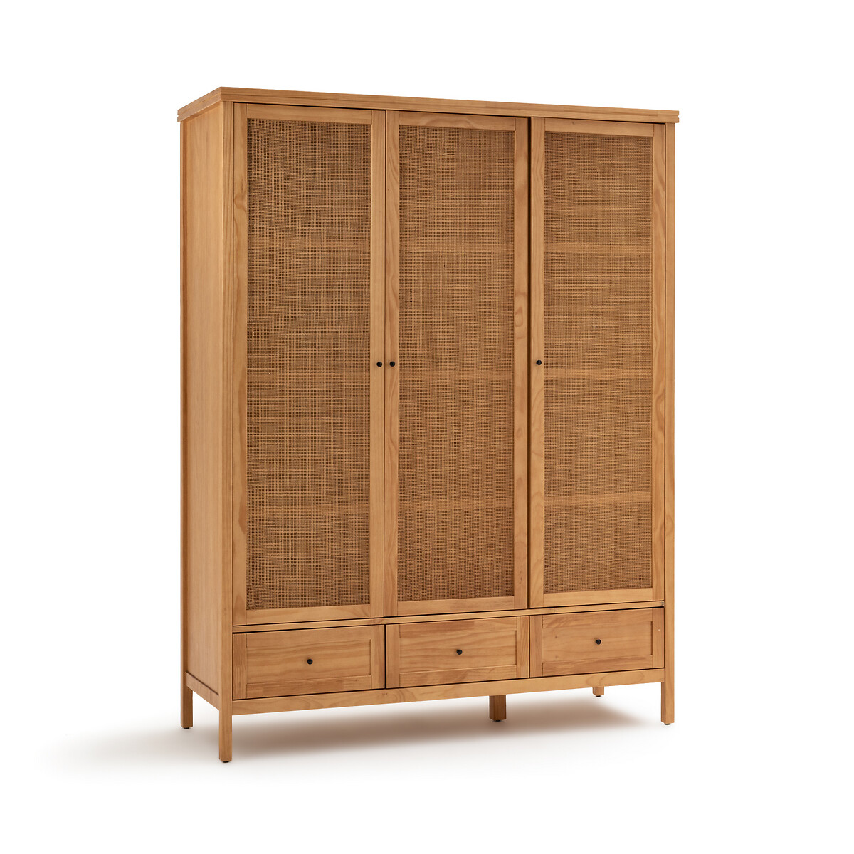 Armario de madera de 2 puertas con 3 estantes, armario de madera para  dormitorio, armario de organización de ropa con asa y 3 estantes, armario  de