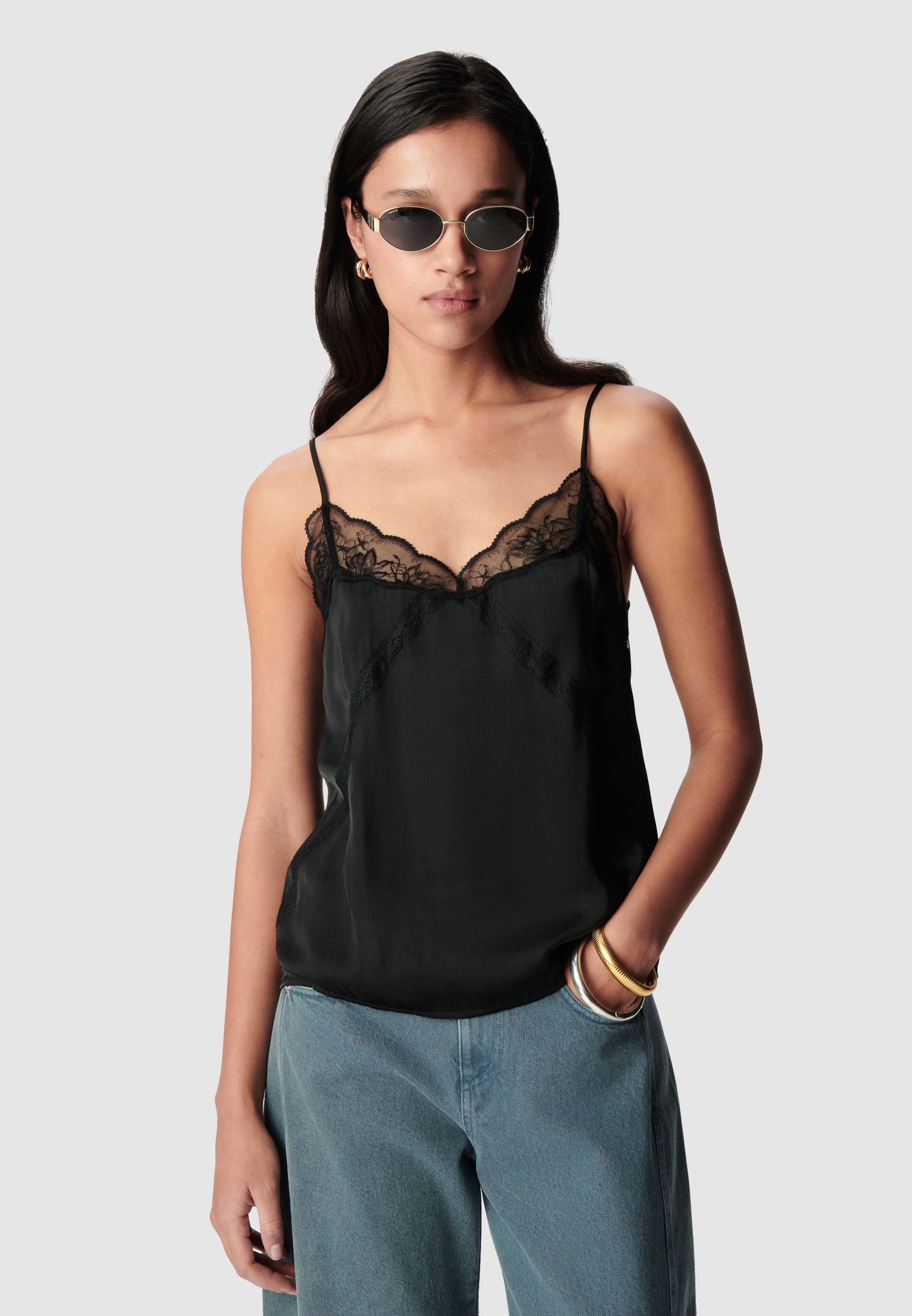 Top caraco fines bretelles dentelle, IKKS