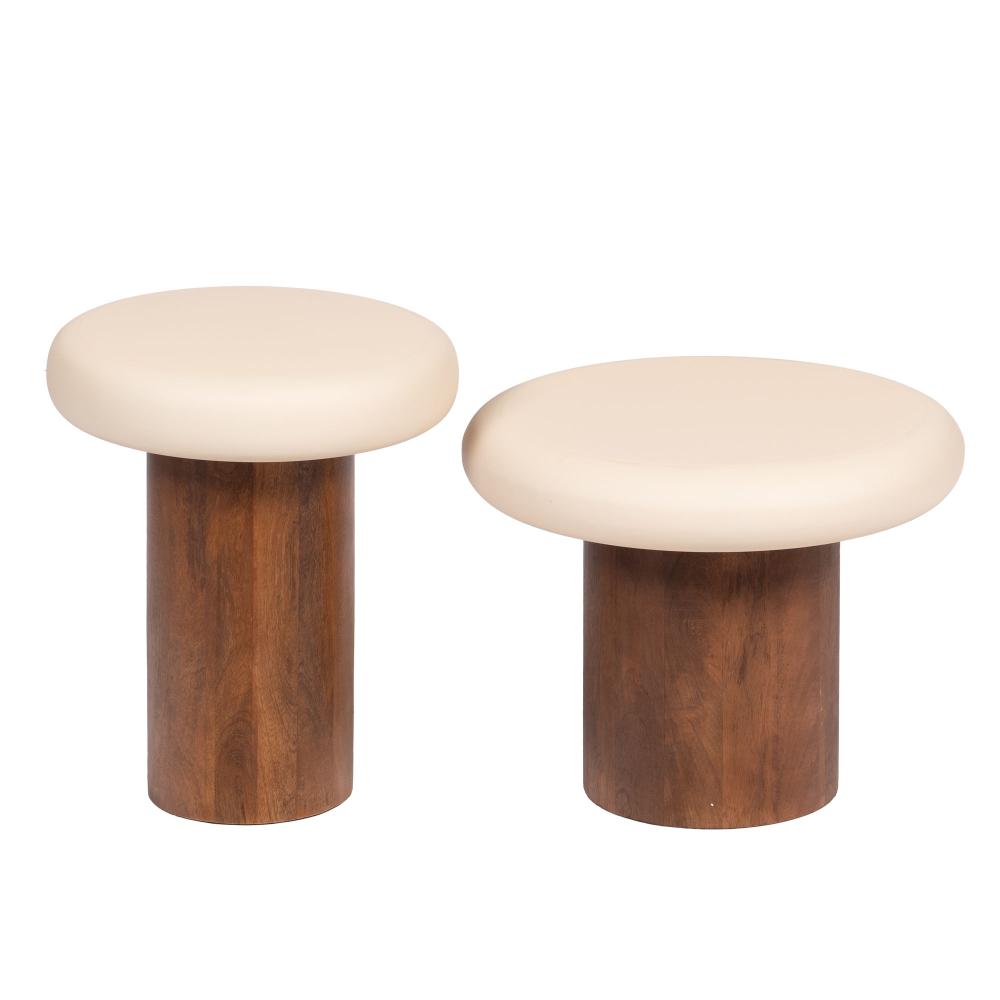 Lot de 2 bouts de canapé champignon effet bois Champ, AMADEUS