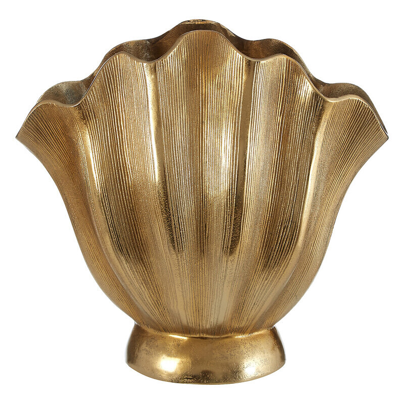 Estrella Large Fluted Vase in Gold Finish, FIFTY FIVE SOUTH