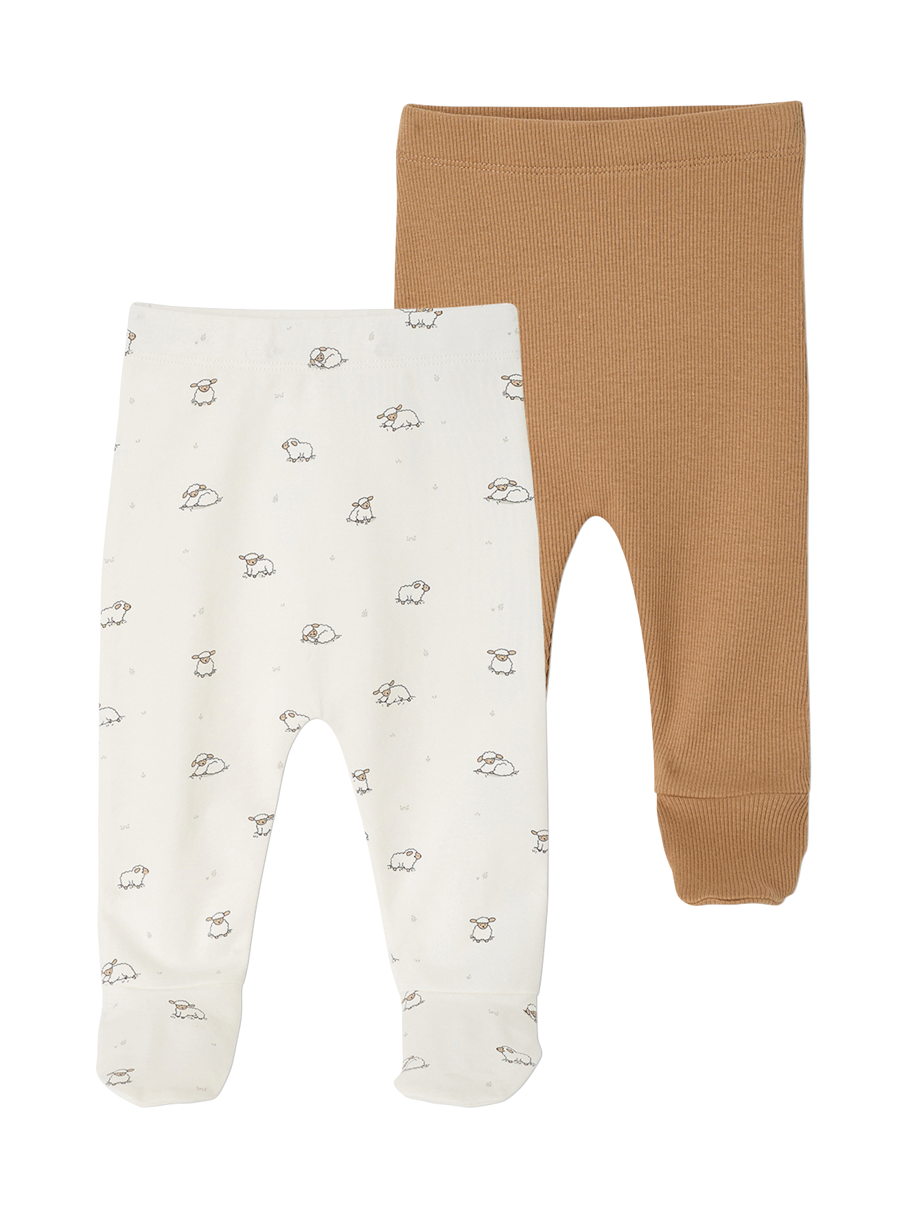 Lot de 2 pantalons naissance à pieds, VERTBAUDET