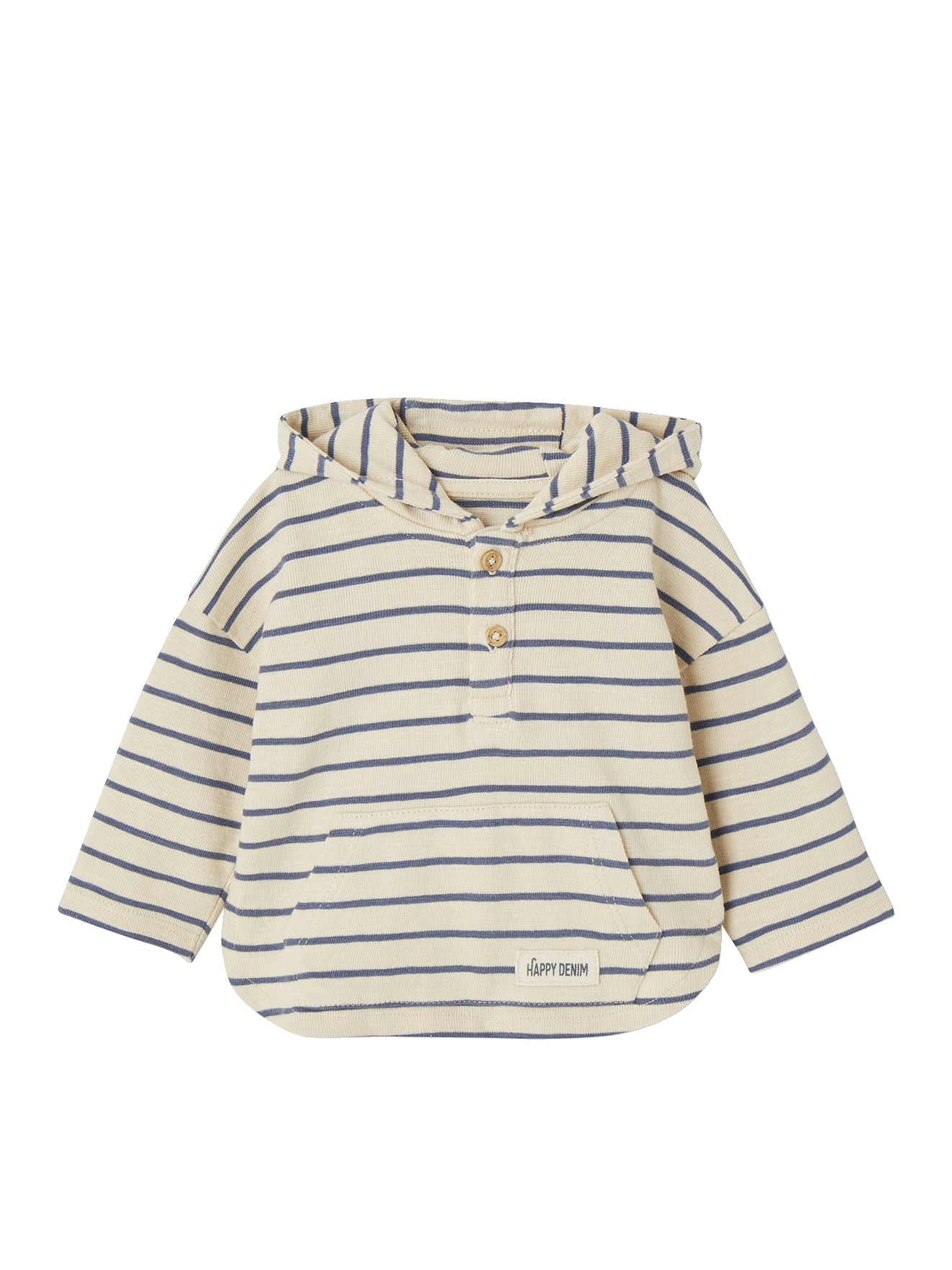 T-shirt à capuche rayé DENIM FABRIC, VERTBAUDET