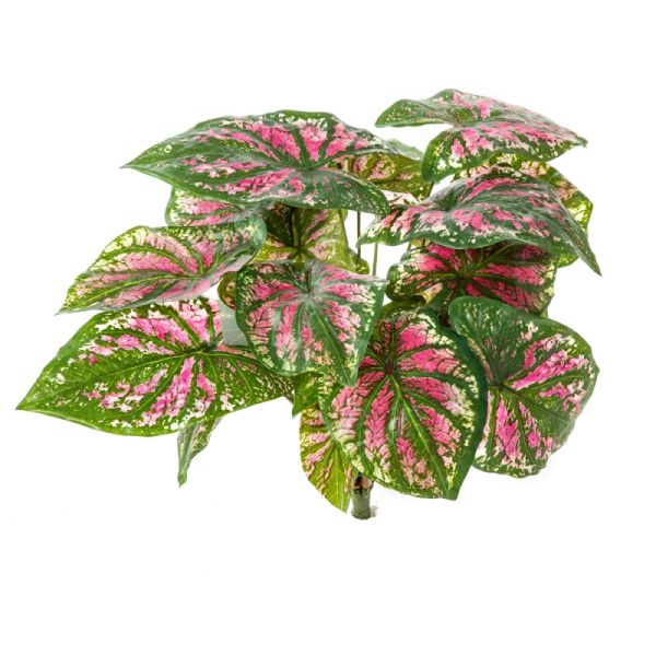 Caladium artificiel en piquet 23 feuilles,, ARTIFICIELLES