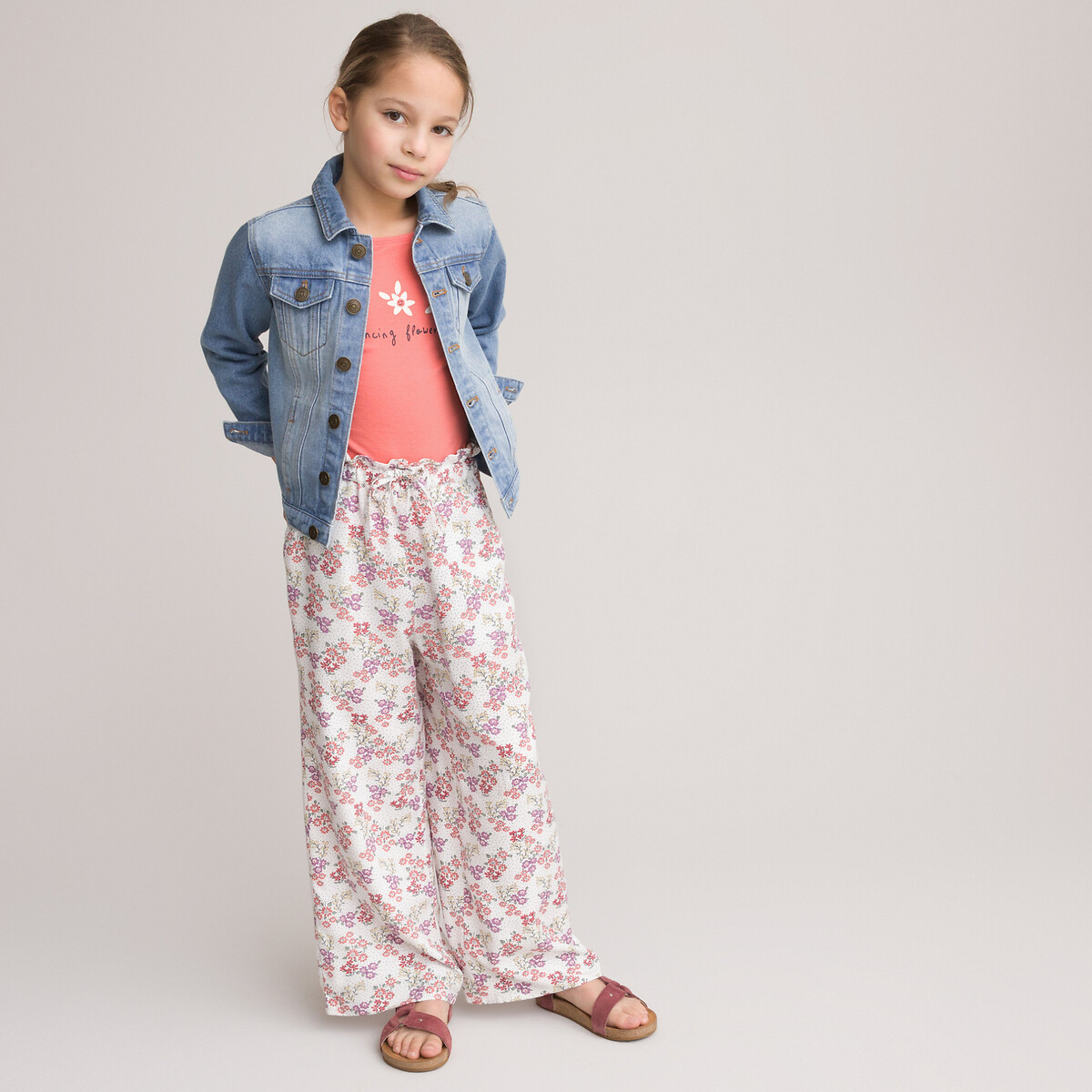Jean Fille Ado Taille Élastique 5-14 Ans - Pantalon Droit Fluide - Confortable Casual Streetwear - Coton