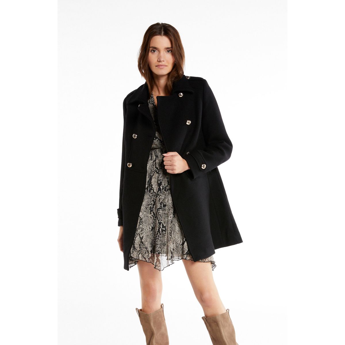 Manteau long avec boutons noir Morgan La Redoute