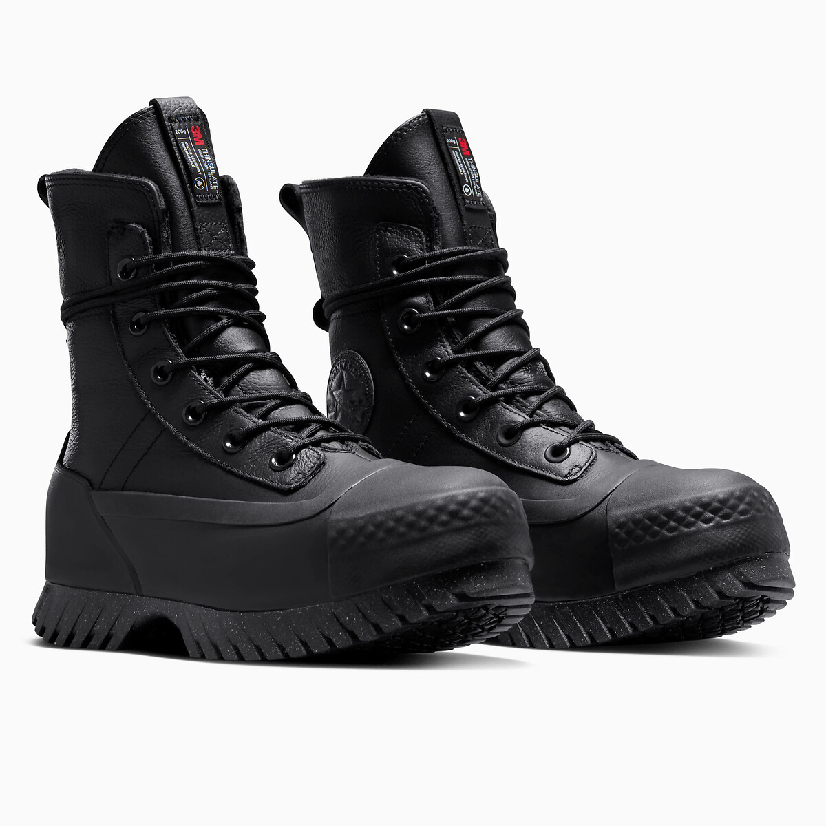 Black leather converse boots discount
