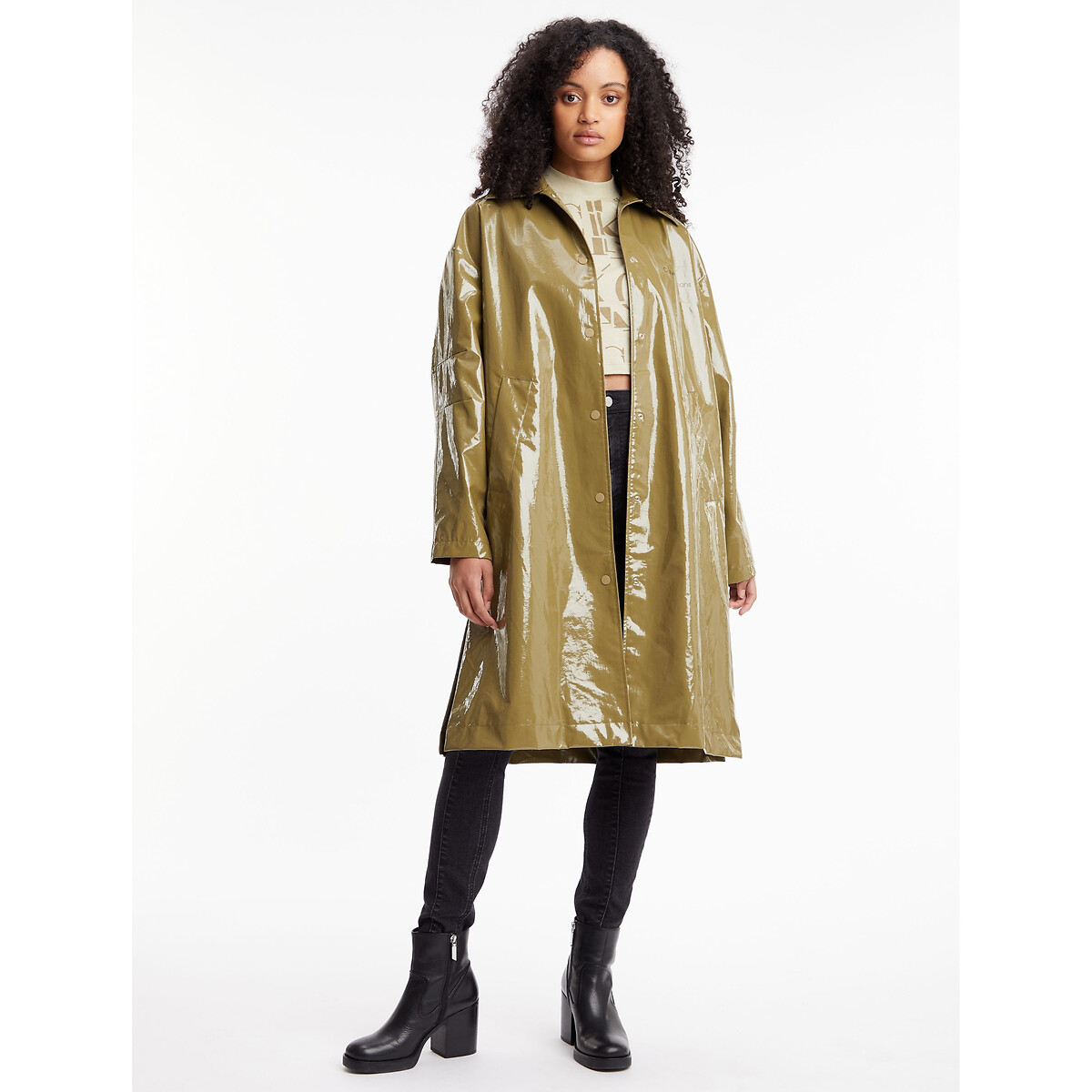 High gloss raincoat, khaki, Calvin Klein Jeans | La Redoute