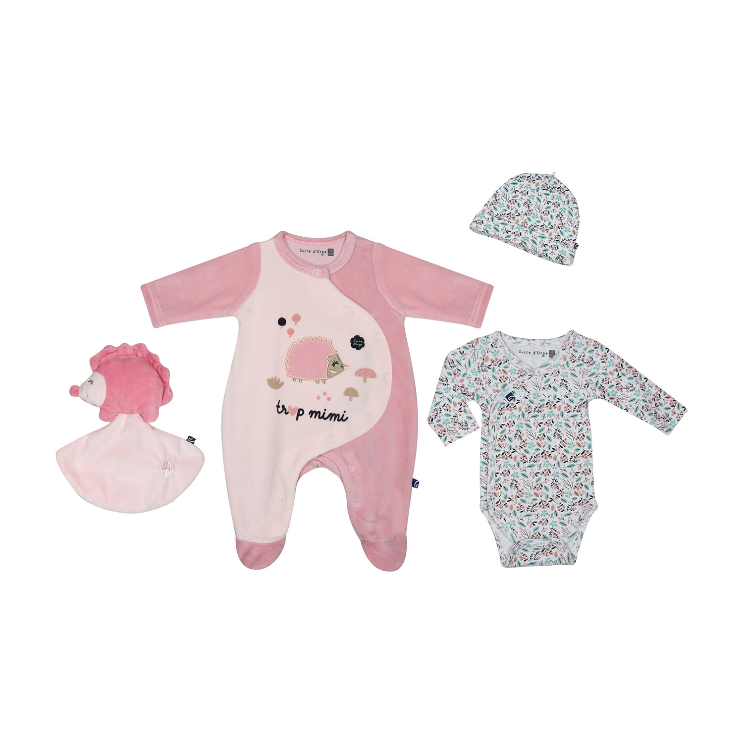 Trousseau naissance velours rase francia, SUCRE D'ORGE
