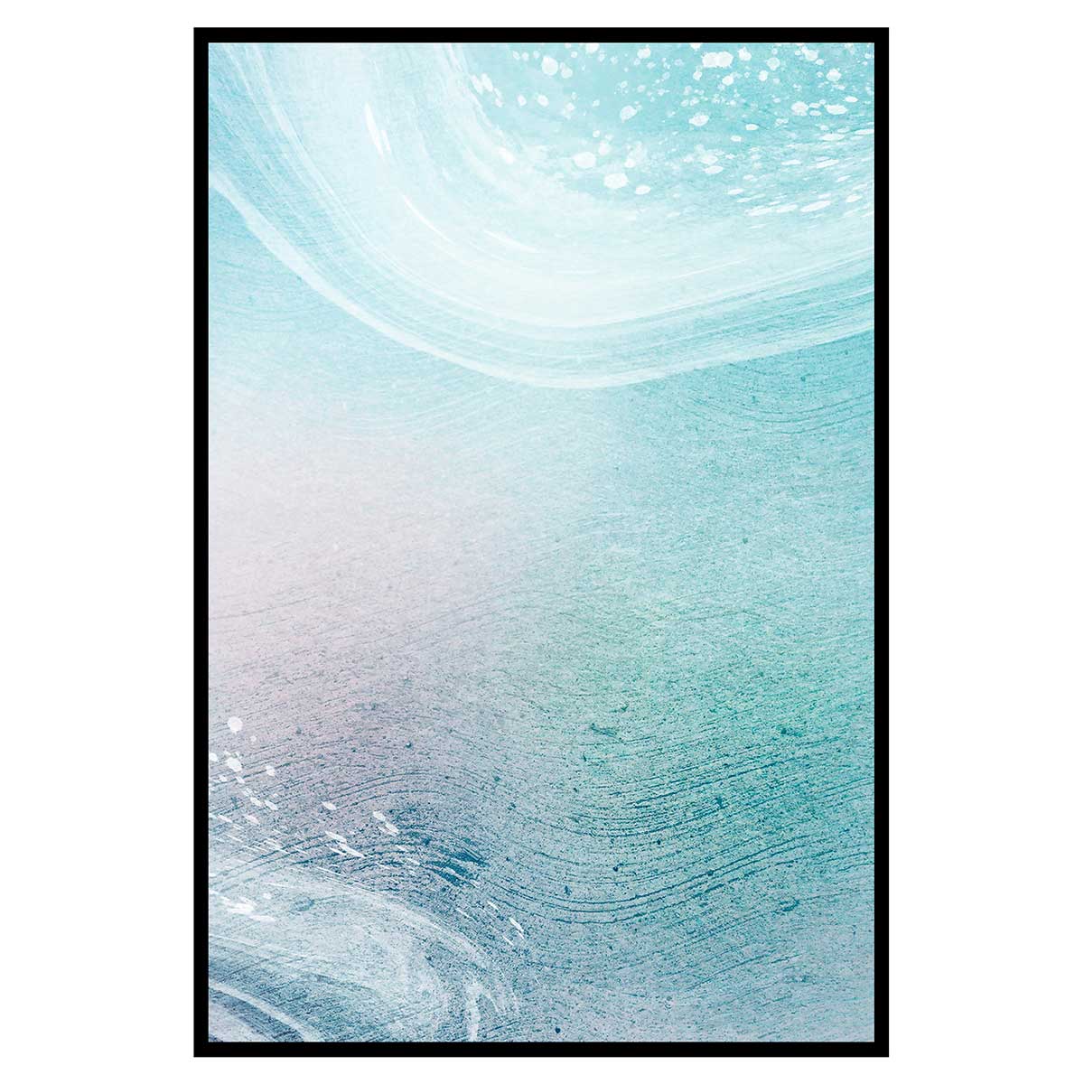 Affiche encadrée abstraite texture turquoise douce, HEXOA