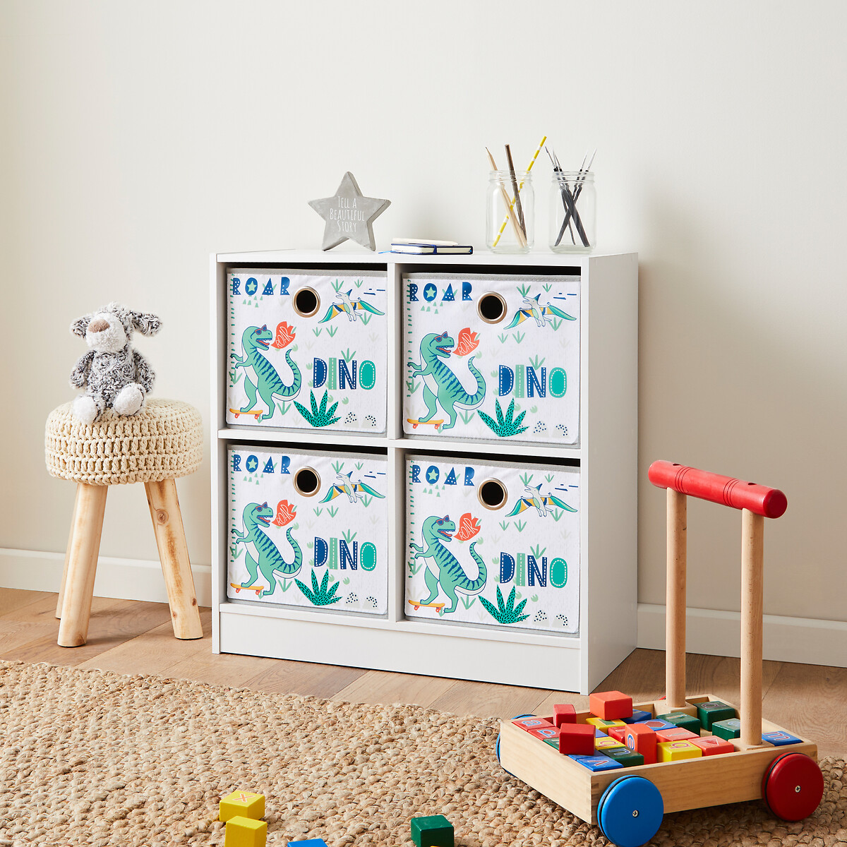 Dinosaur 4 cube storage unit with drawers white So home La Redoute