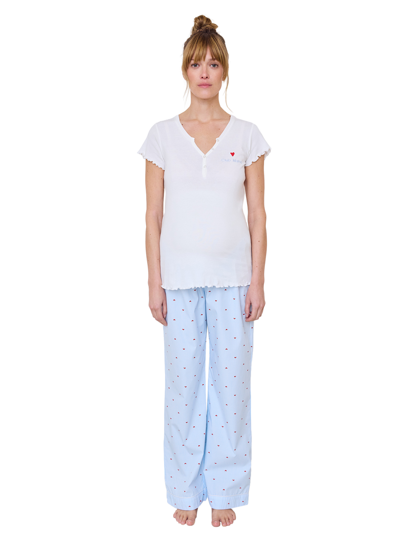Pyjama coeurs grossesse et allaitement, VERTBAUDET