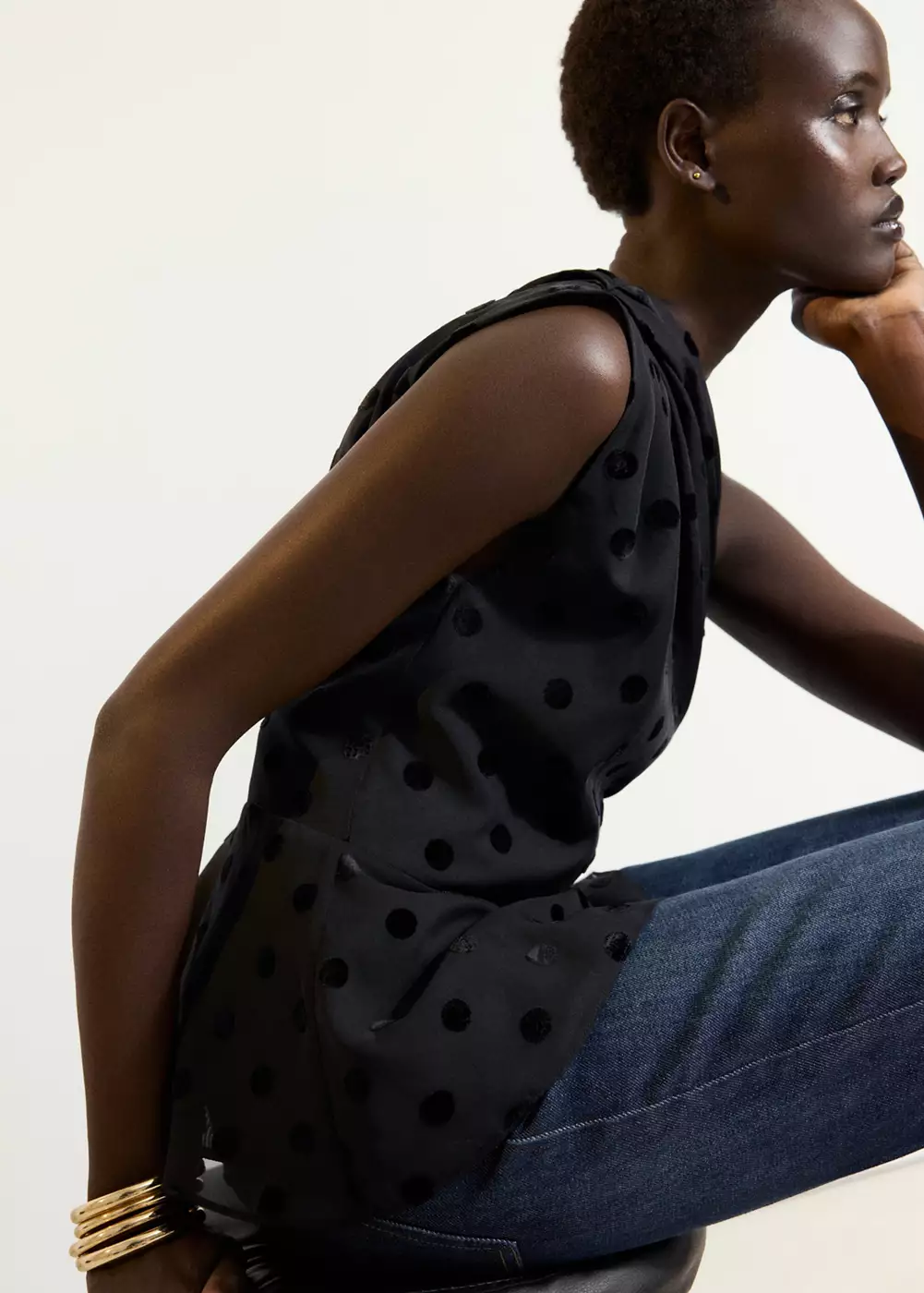 Top asymétrique plumetis, MANGO