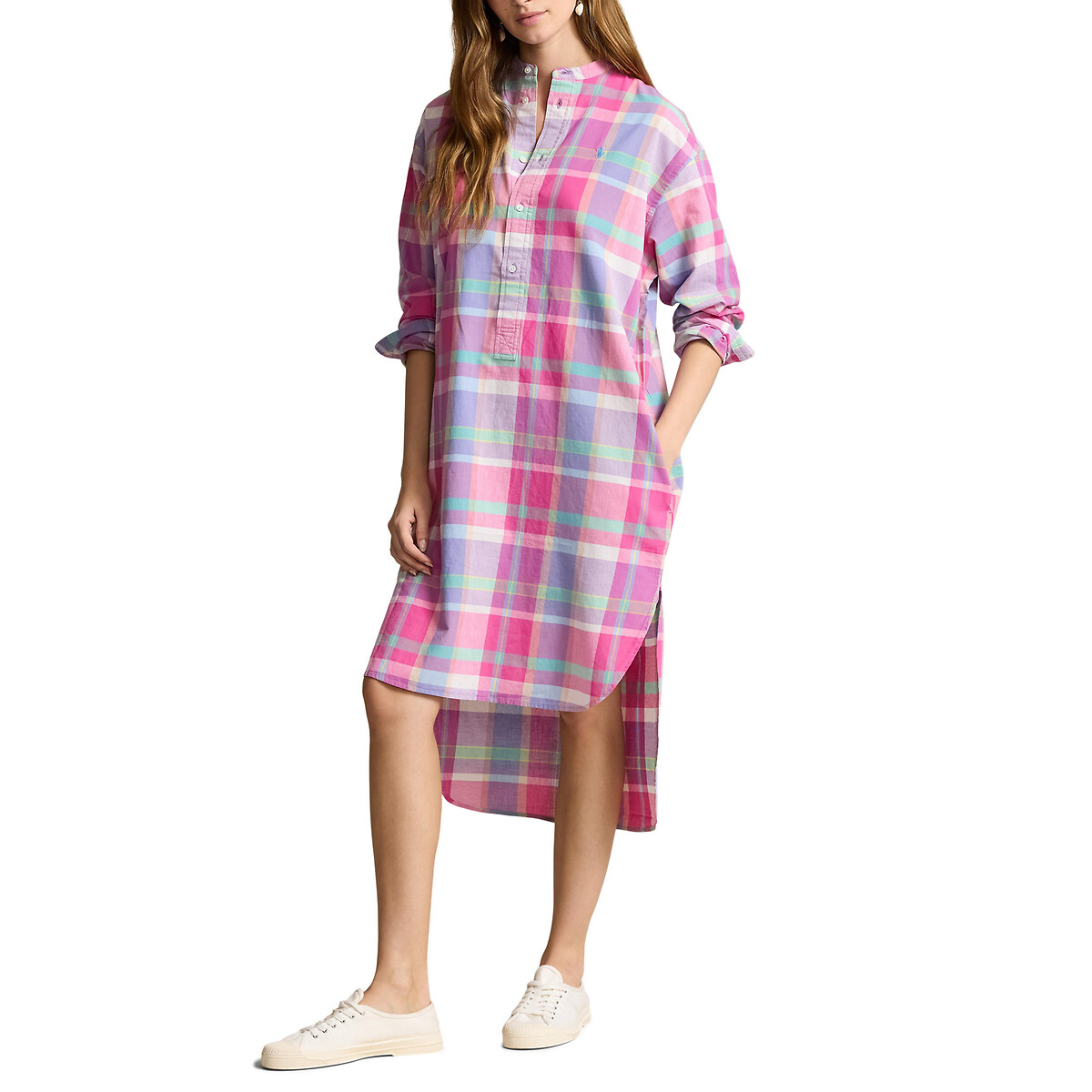 Halflange geruite hemdjurk geruit roze blauw Polo Ralph Lauren La Redoute