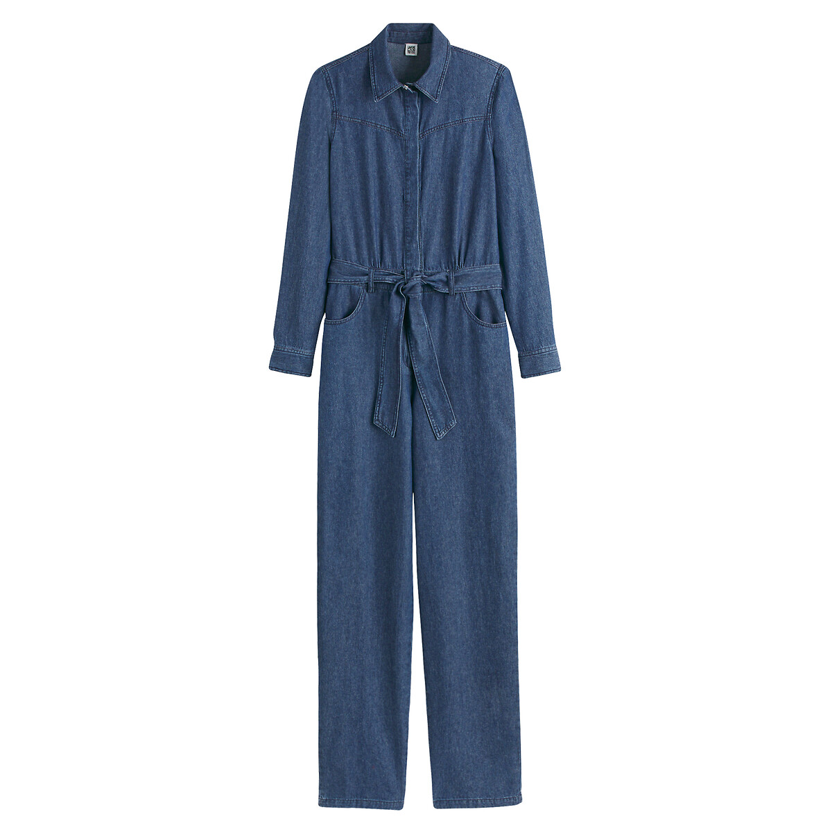 Lightweight Denim Jumpsuit, Length 31.5", LA REDOUTE COLLECTIONS