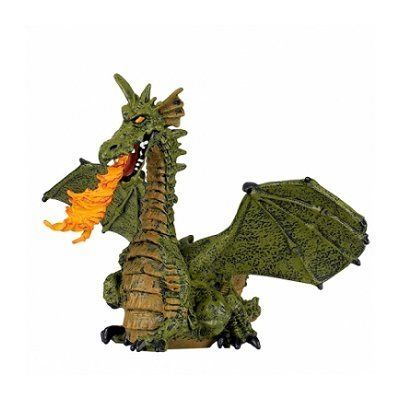 Dragon ailé vert avec flamme