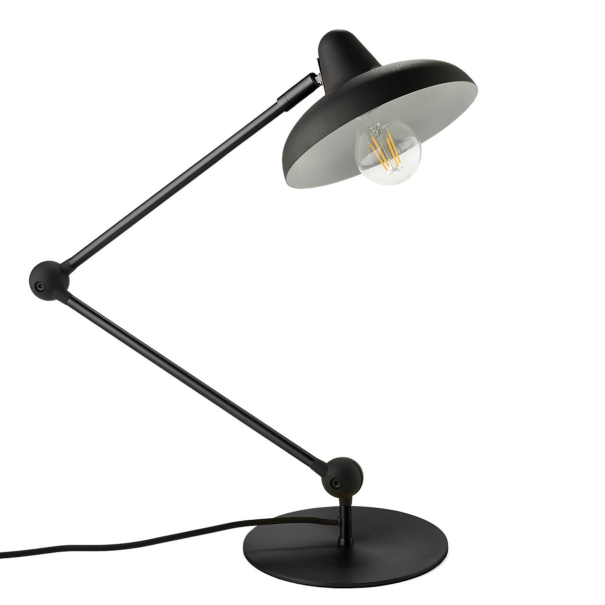 Lampe à poser design led avec base arrondie en métal et boule
