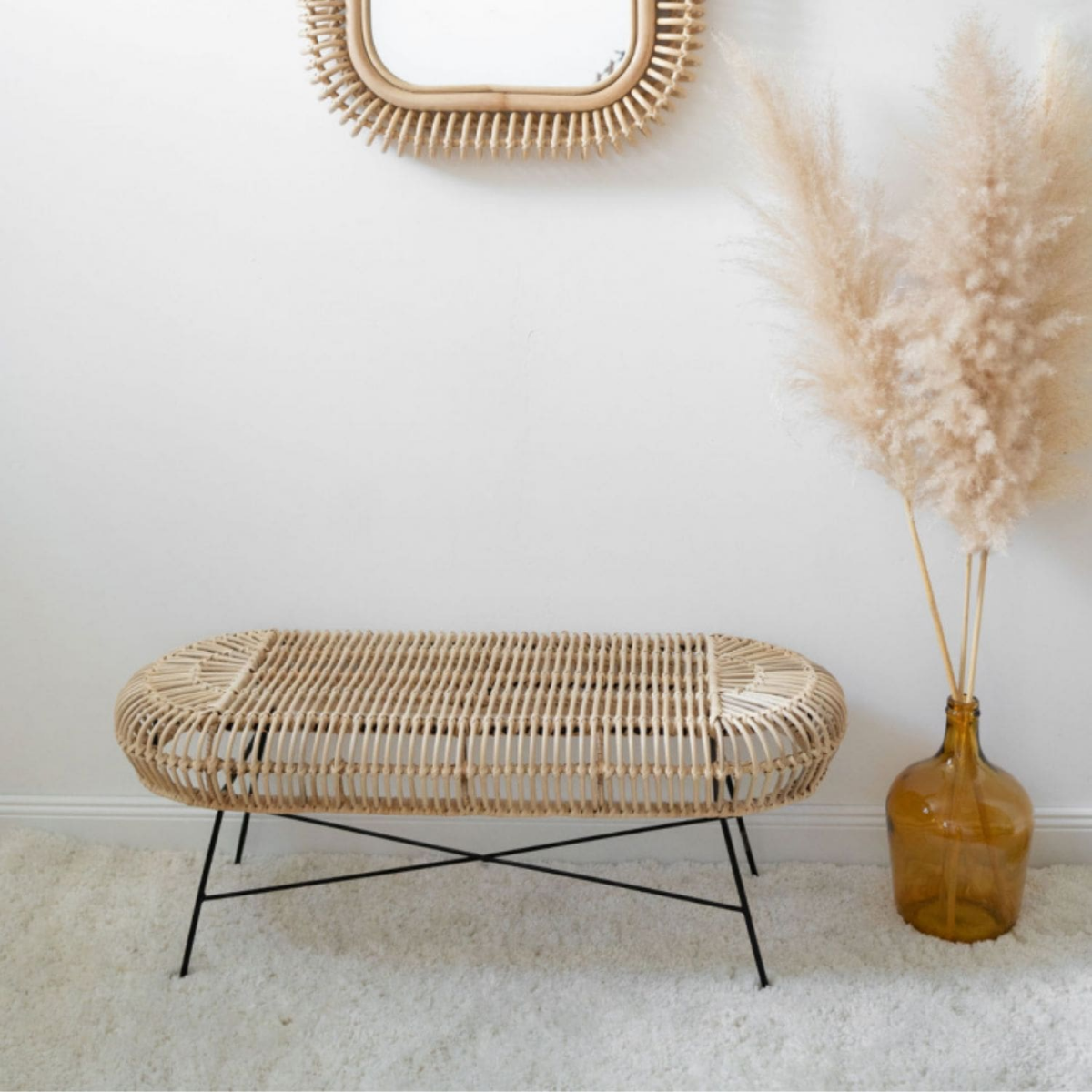 Banc enfant rotin et métal - JAVA, SAUDARA COLLECTIONS