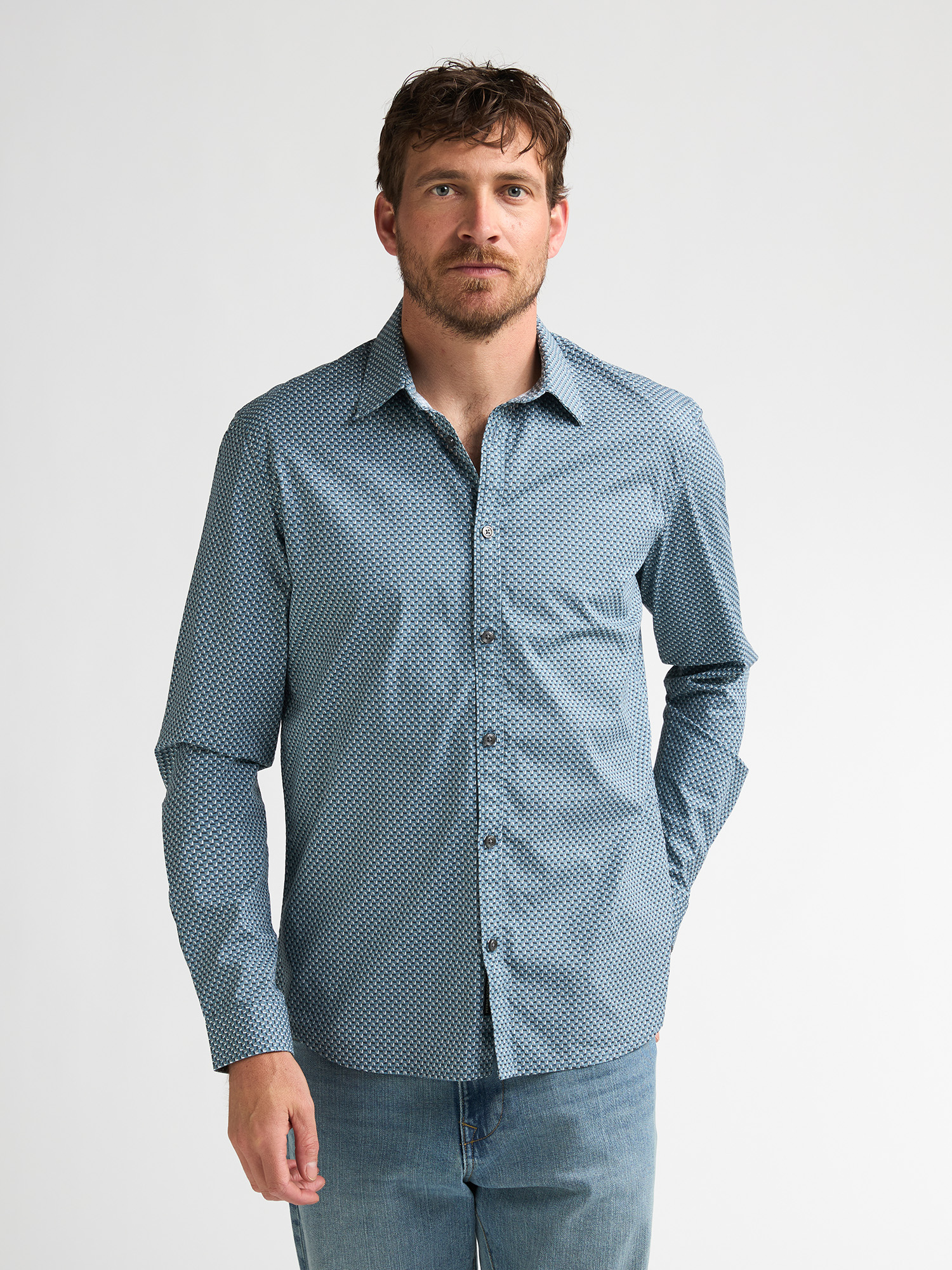 Chemise slim à micro-motifs millworks, PETROL INDUSTRIES