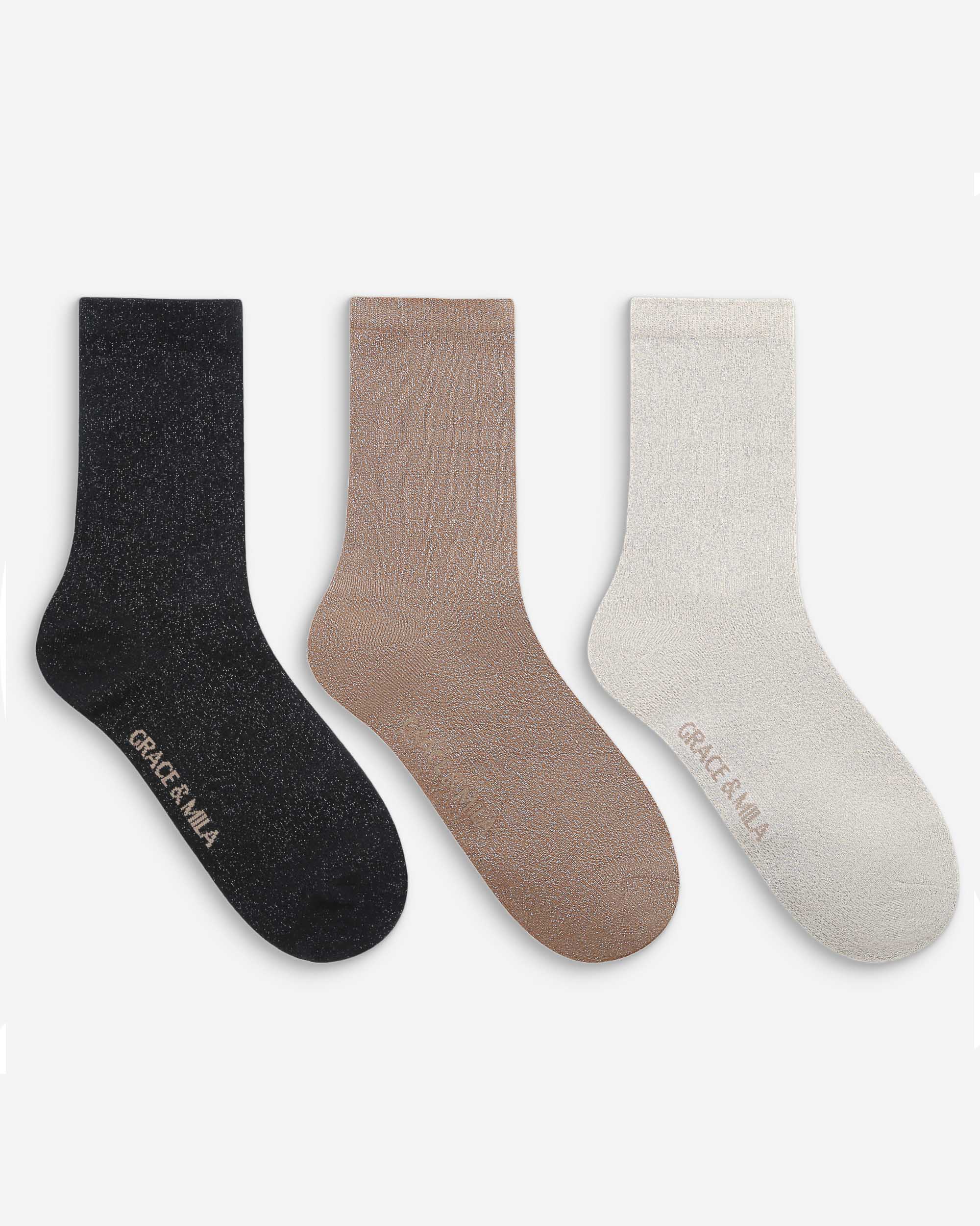Chaussettes mi-hautes en coton pailletées multico Twinkle, GRACE & MILA