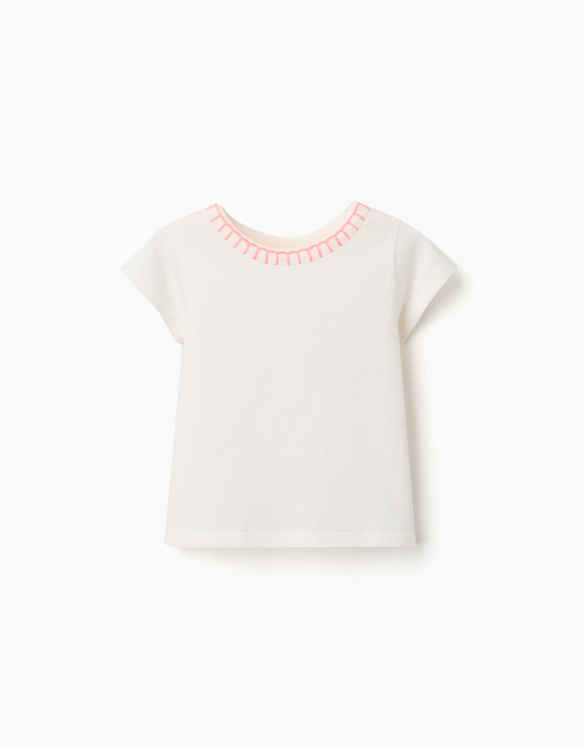 T-shirt en coton avec col brodé, ZIPPY