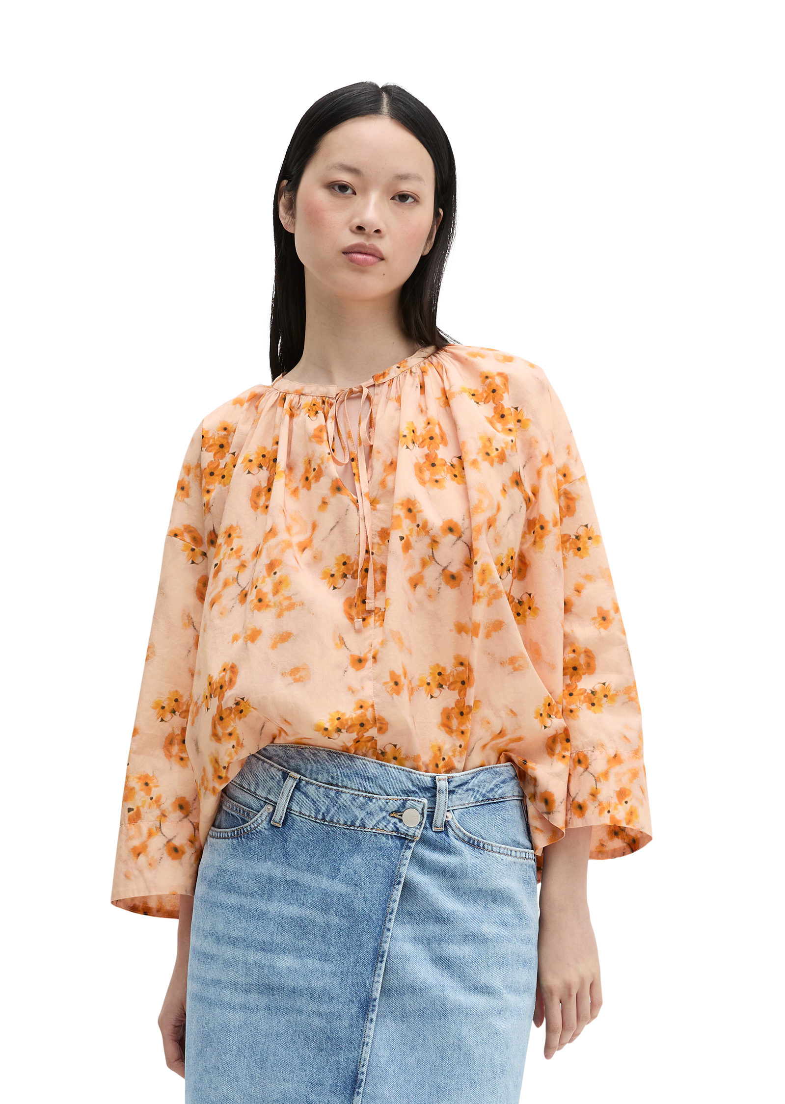 Blouse relaxed en voile de coton imprimé, MARC O'POLO