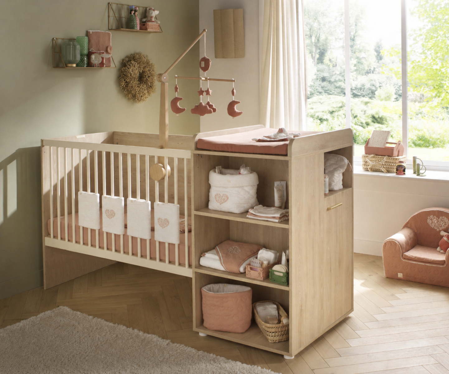 Lit combiné 60x120 évolutif en 90x190 décor bois hêtre, SAUTHON