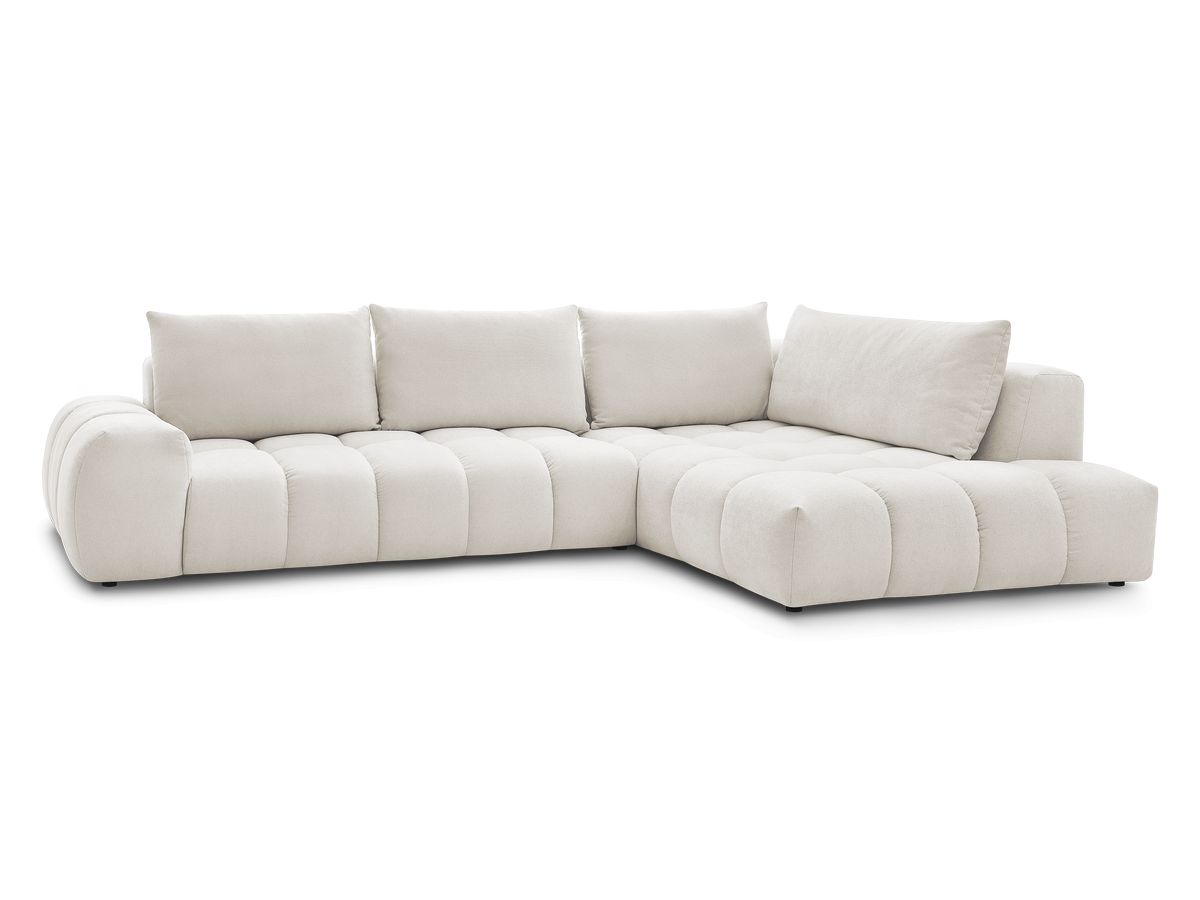 Canapé d'angle fixe 4 places en tissu texturé, EVEREST, BOBOCHIC