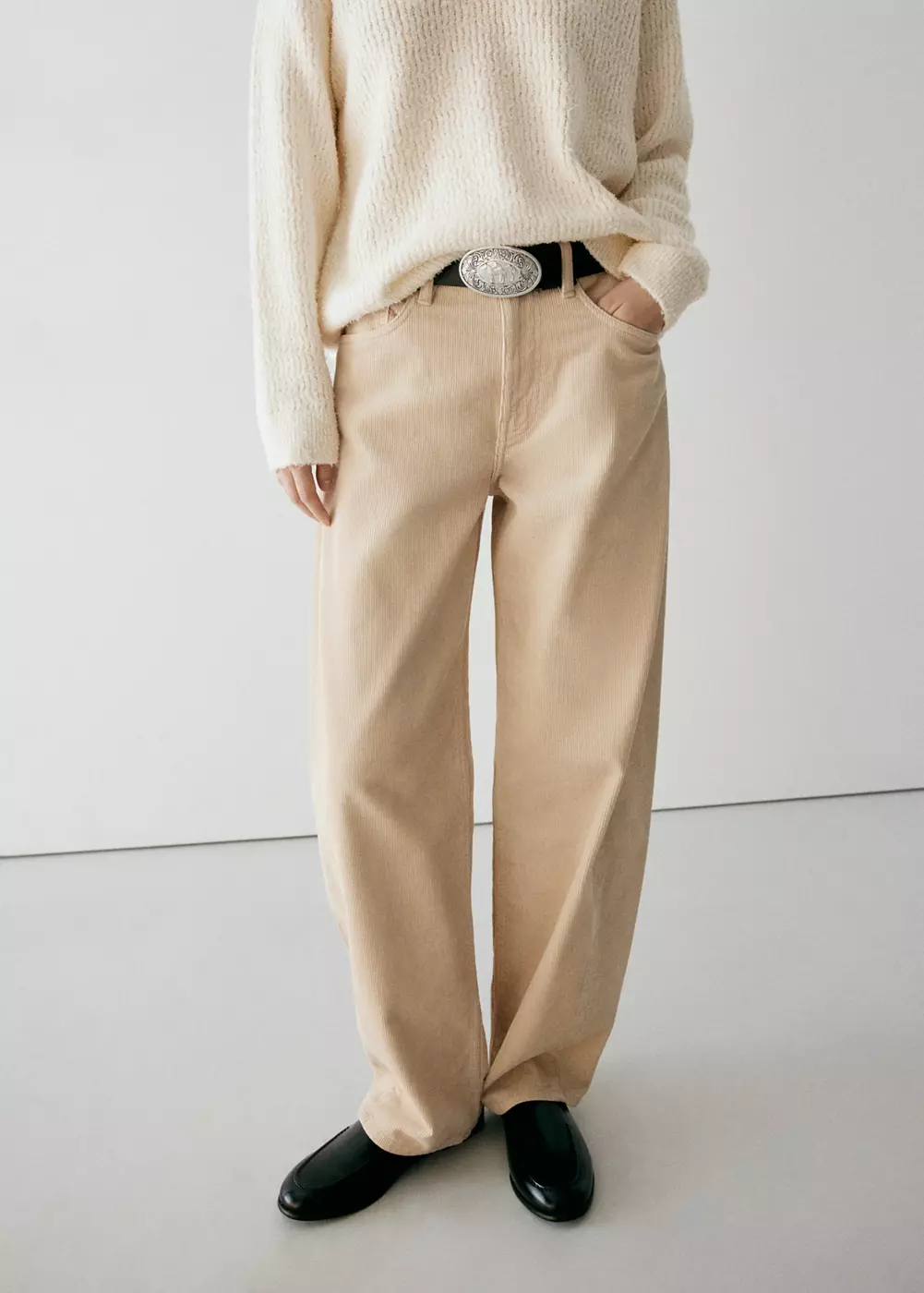 Pantalon ballon en velours côtelé, MANGO