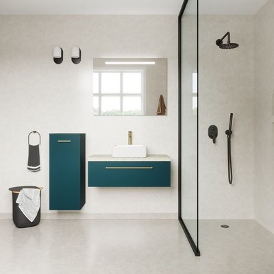 Meuble salle de bain vasque posée 90cm 1 tiroir - GLASGOW HOMIFAB