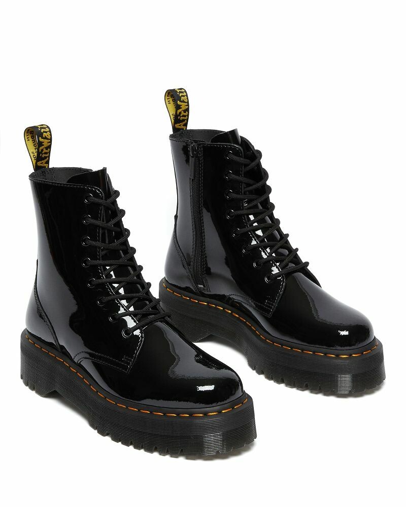 Boots plateforme en cuir verni jadon patent Dr. Martens noir La Redoute