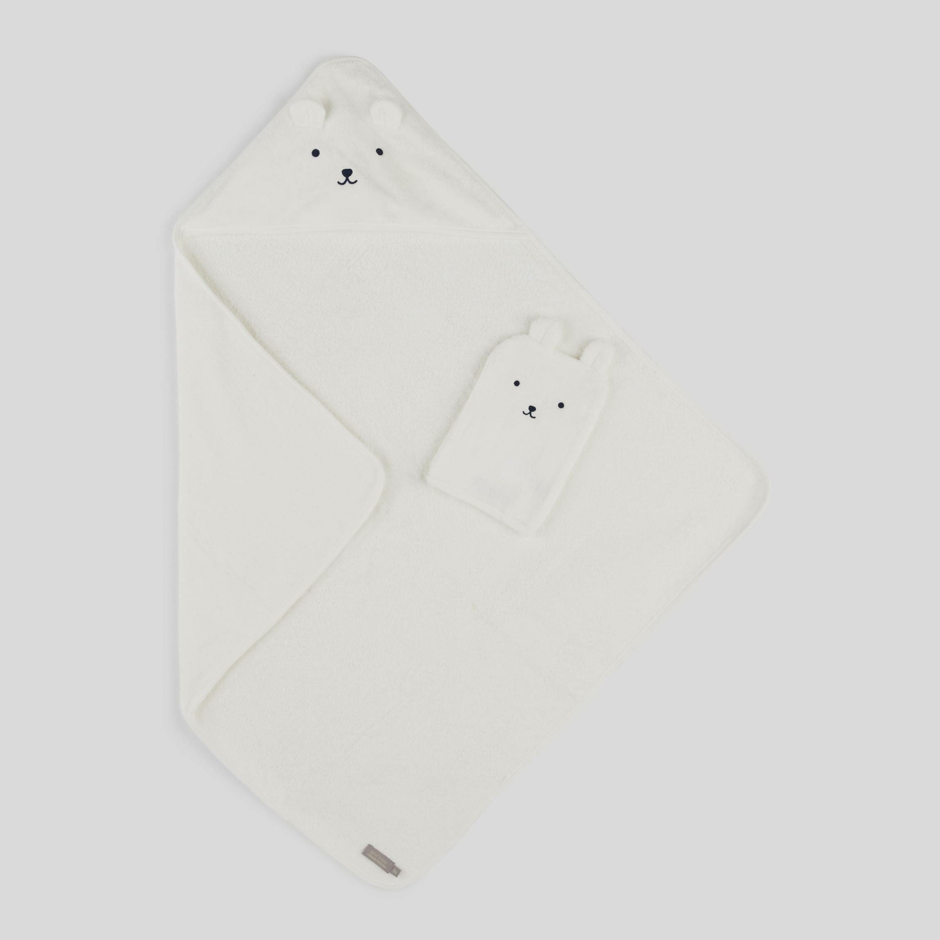 Coffret cape de bain et gant de toilette brodés en coton BIO, BOUT'CHOU