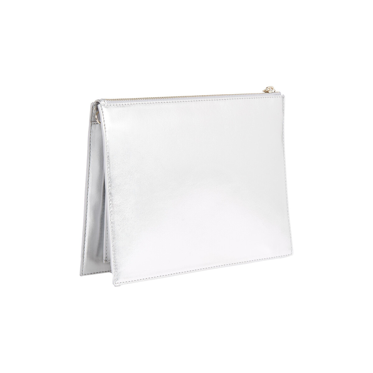 Metallic silver shop clutch bag