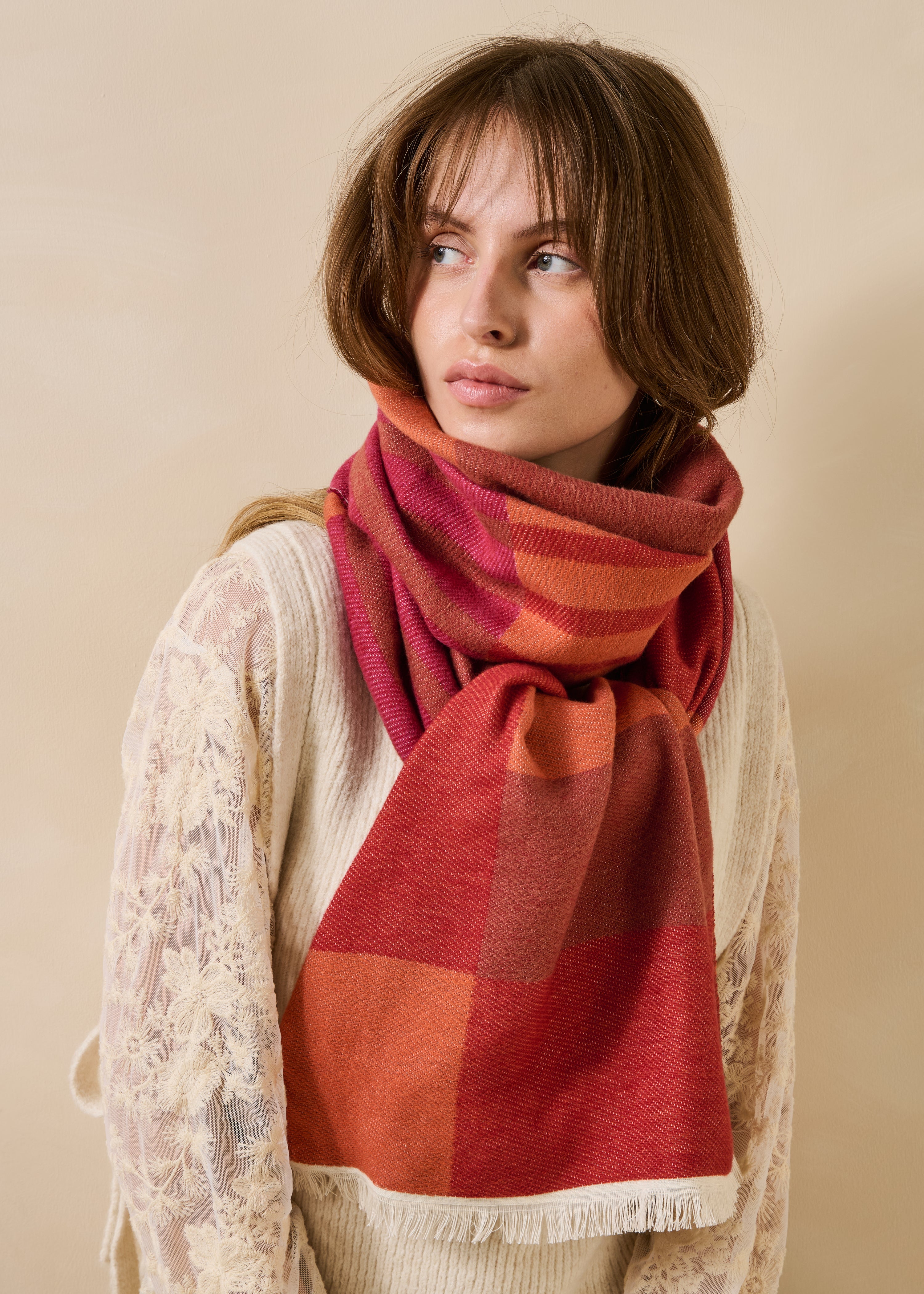 Écharpe en laine à motifs, LA FEE MARABOUTEE