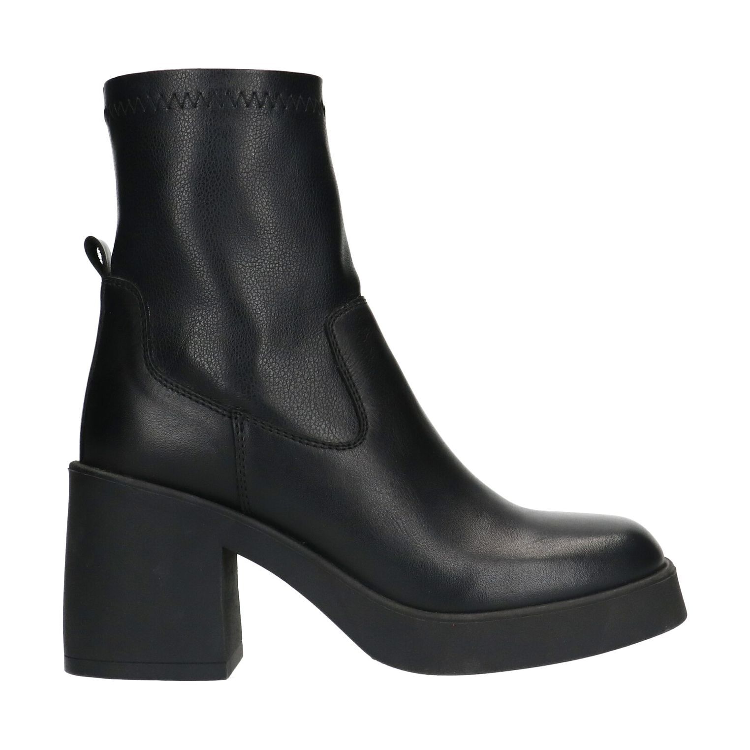 Bottines cuir avec talon et plateau noir Sacha La Redoute