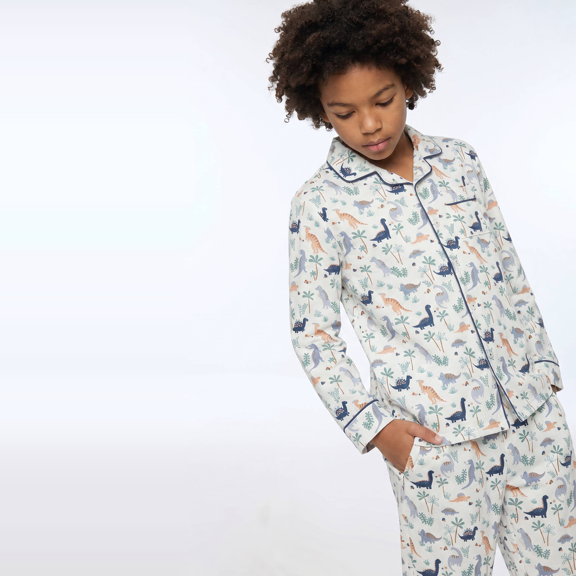 Pyjama chemise manches longues imprimé en coton BIO GOTS, MONOPRIX