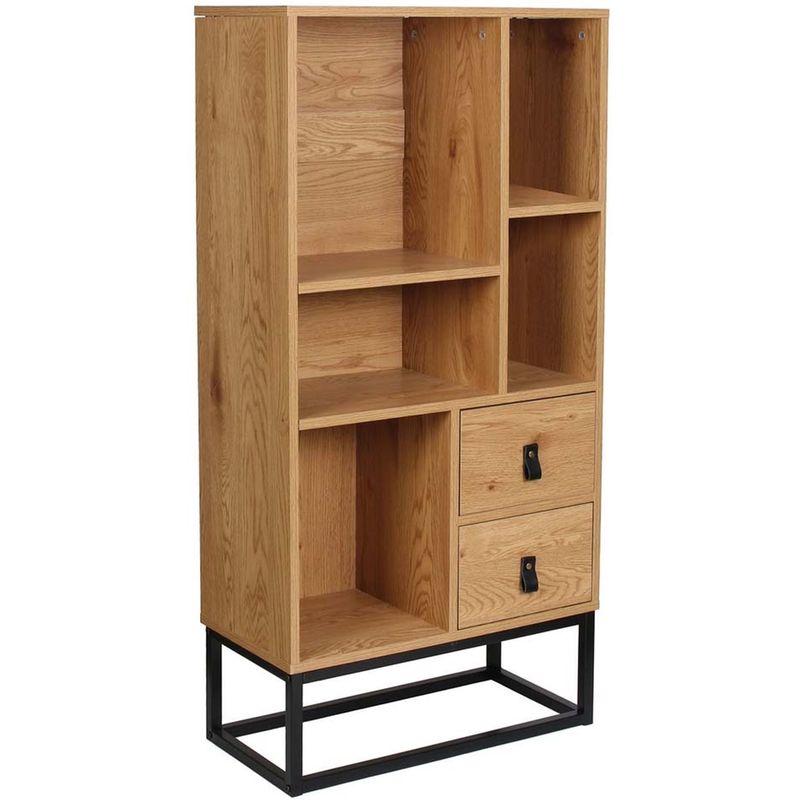bibliotheque style industriel 2 tiroirs 5 niches h120cm