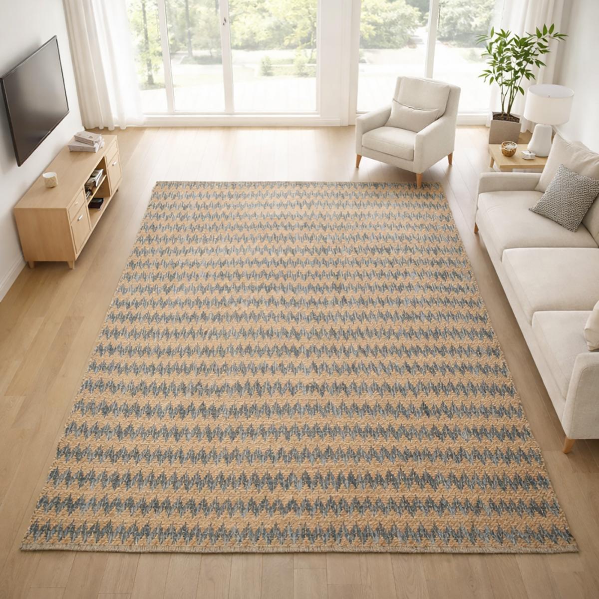 Tapis kilim fait main en chanvre motif géométrique, UN AMOUR DE TAPIS