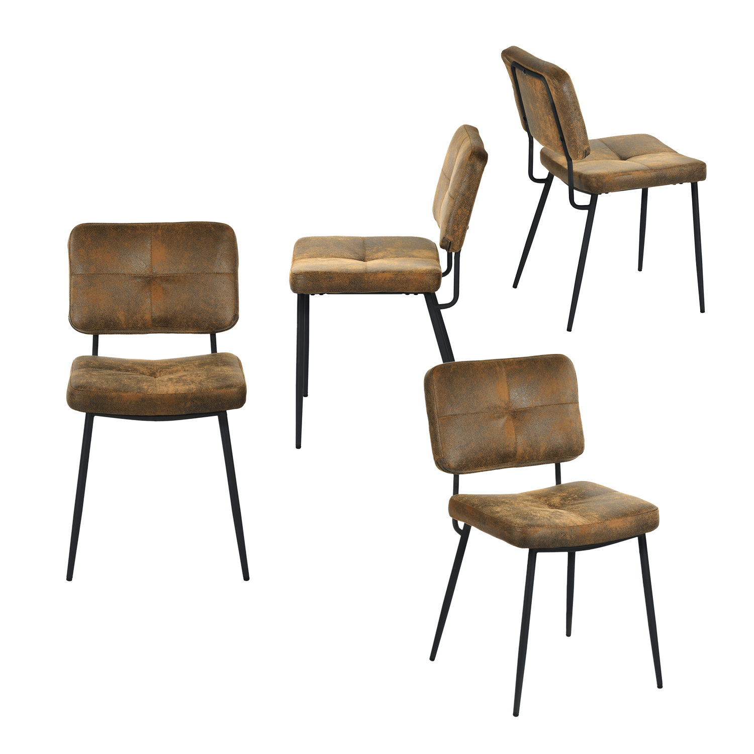 Lot de 4 chaises de salle à manger en marron style vintage rétro, KAROMI, MEUBLES COSY