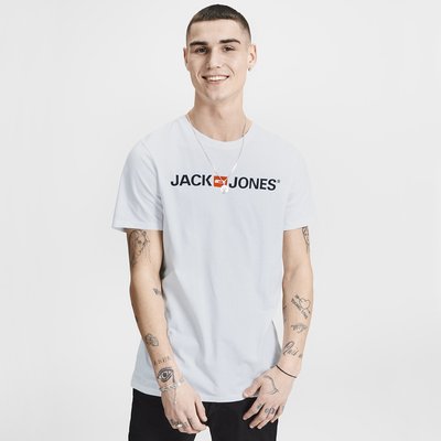 T-shirt met ronde hals en korte mouwen, bedrukt vooraan JACK & JONES