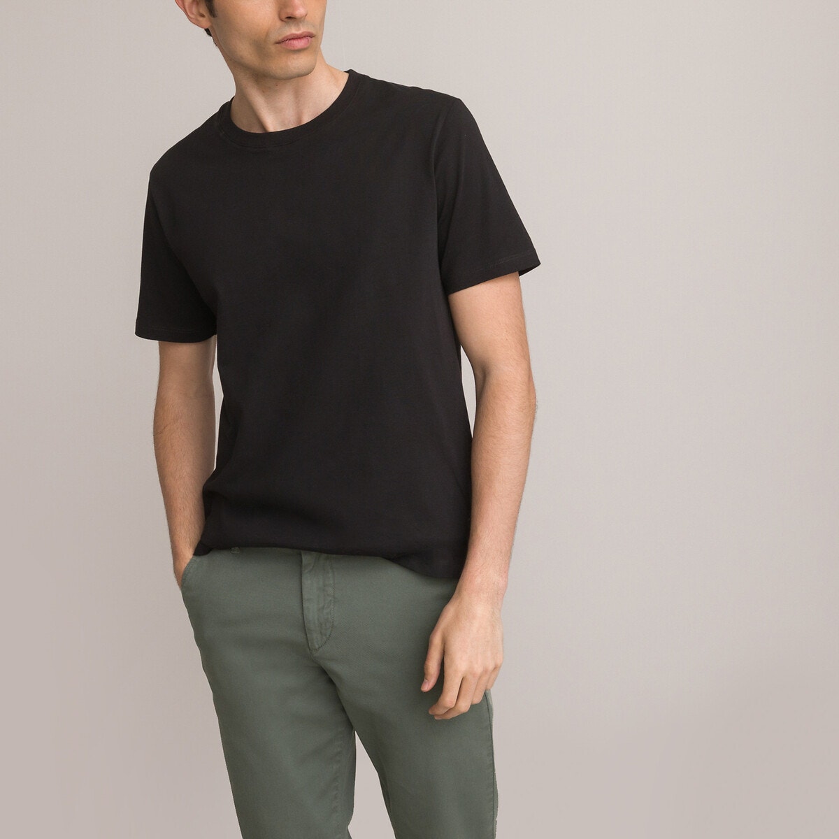 Tee shirt noir uni hot sale homme