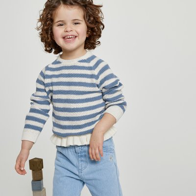 Striped Cotton Ruffled Jumper in Fine Knit LA REDOUTE COLLECTIONS